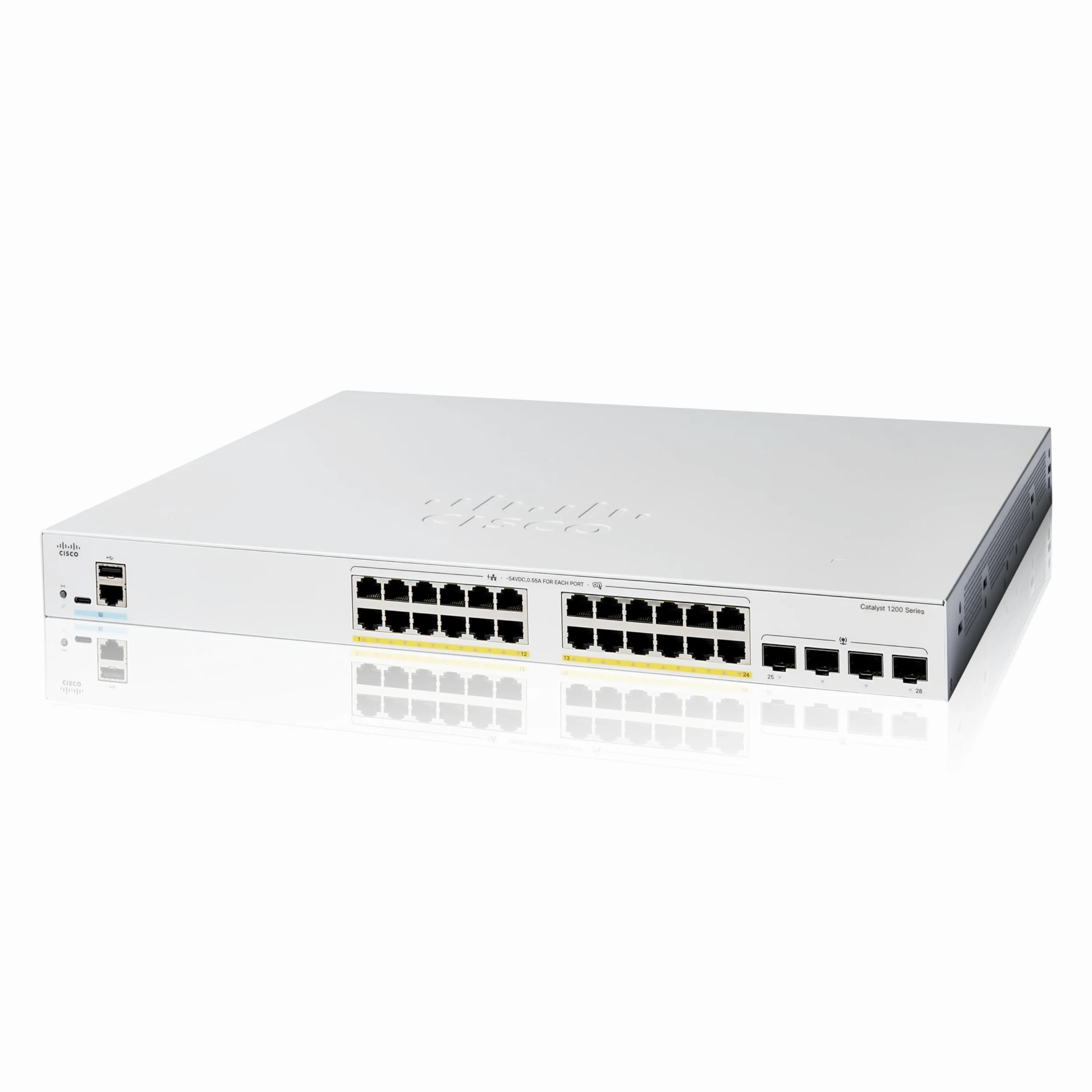 Cisco Commutateur Intelligent Cisco Catalyst 1200-24FP-4G, 24 Ports GE, PoE complète, Ports SFP 4x1GE, Garantie limitée à Vie (C1200-24FP-4G)