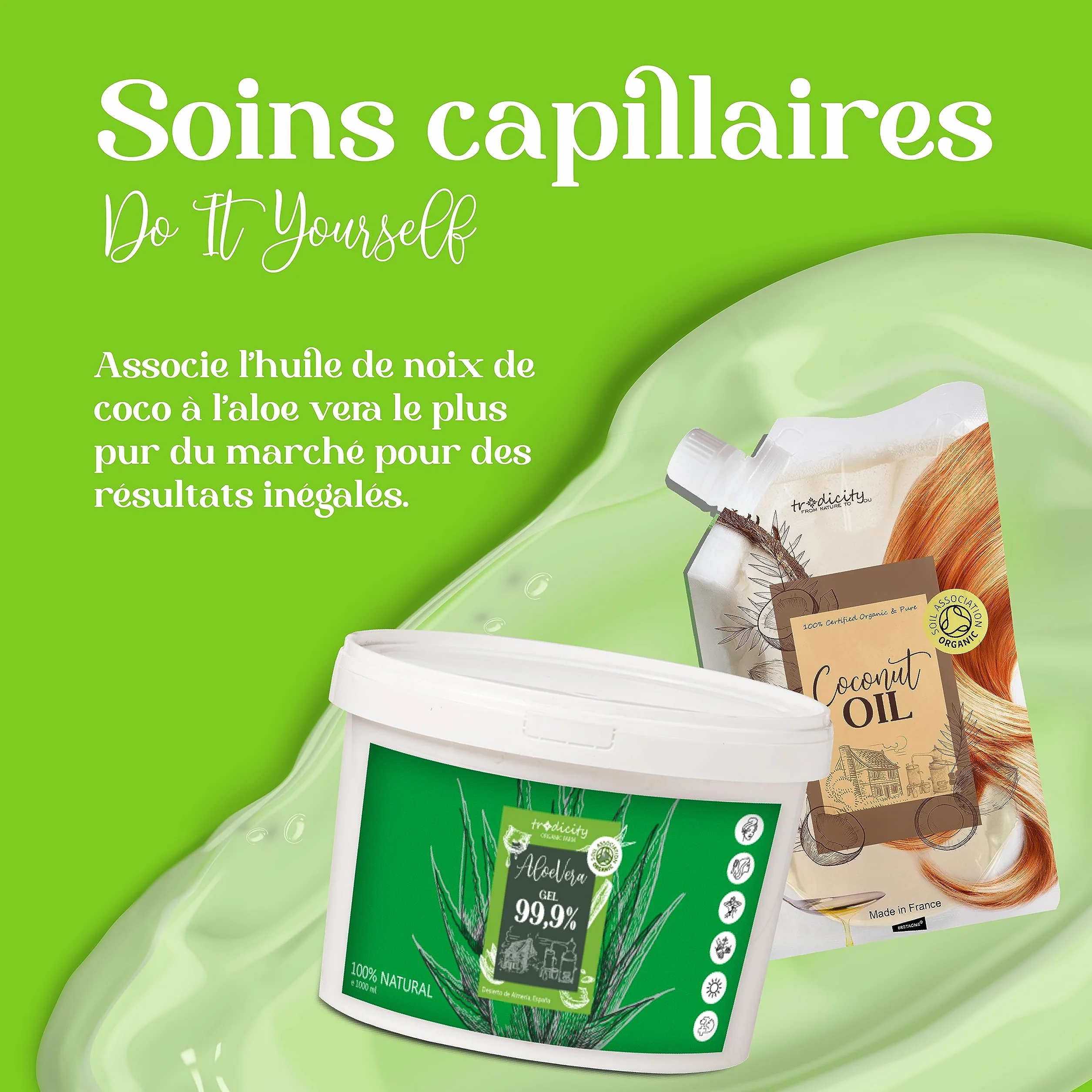 Gel d'Aloe Vera 100% Naturel Soins de la Peau Visage Corps Cheveux Hydratant Après Soleil 1000 ml