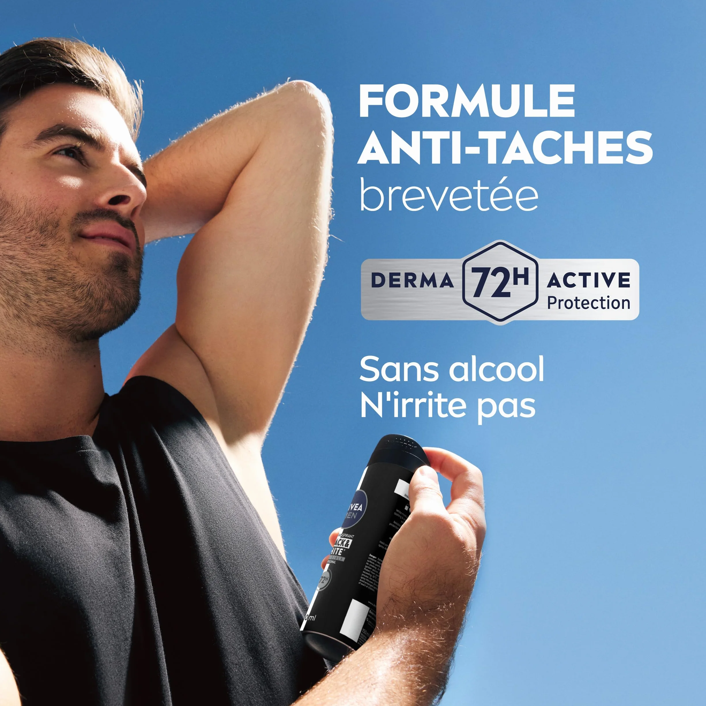 NIVEA MEN Déodorant Spray Black & White Invisible 200 ml Anti-traces Anti-transpirant 72h