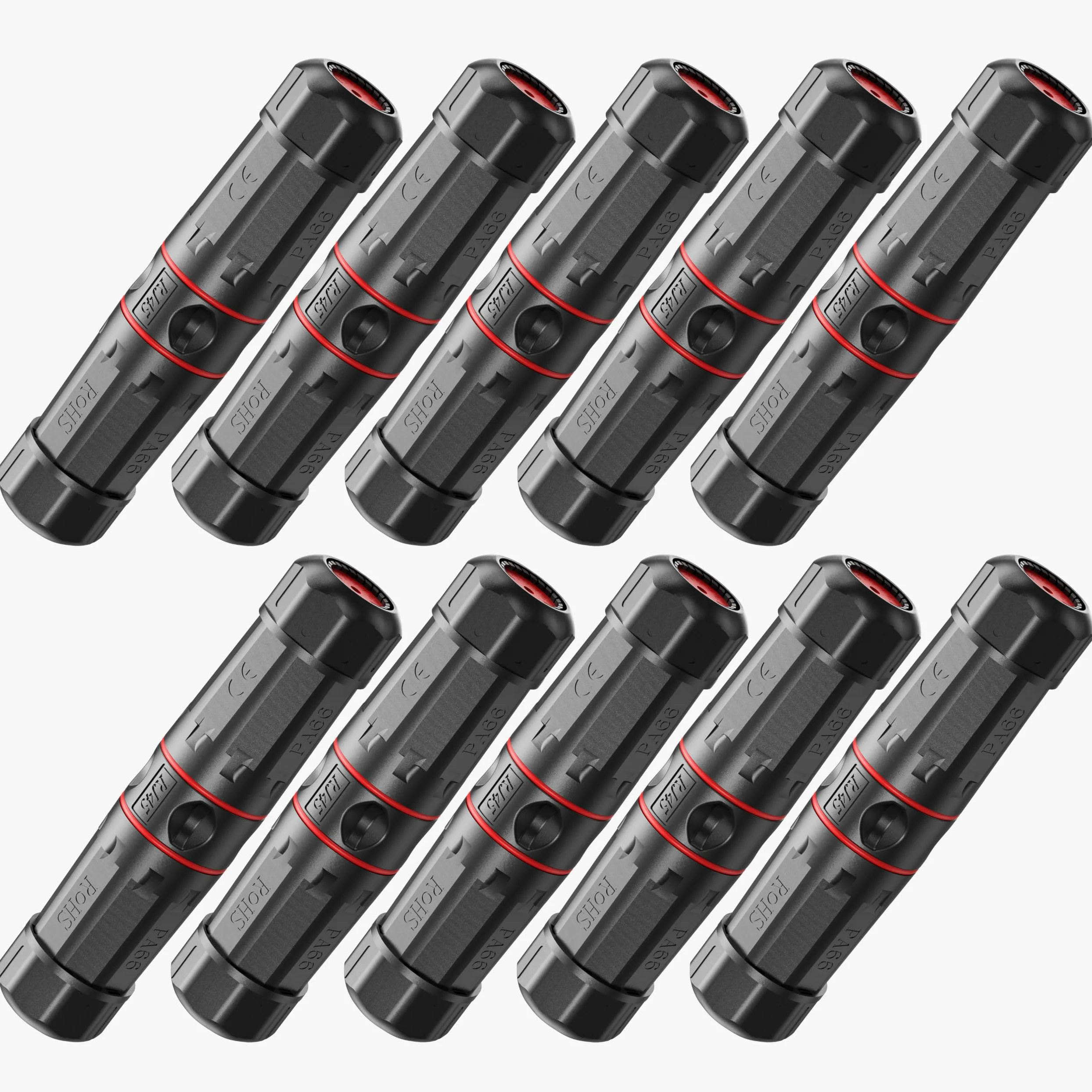 Jadaol Lot de 10 coupleurs RJ45 étanches IP68 10 Gbit/s | Connecteur Ethernet RJ45 pour câble Cat6a/Cat6/Cat5e/Cat5, prise en charge PoE femelle vers femelle Ethernet Extender