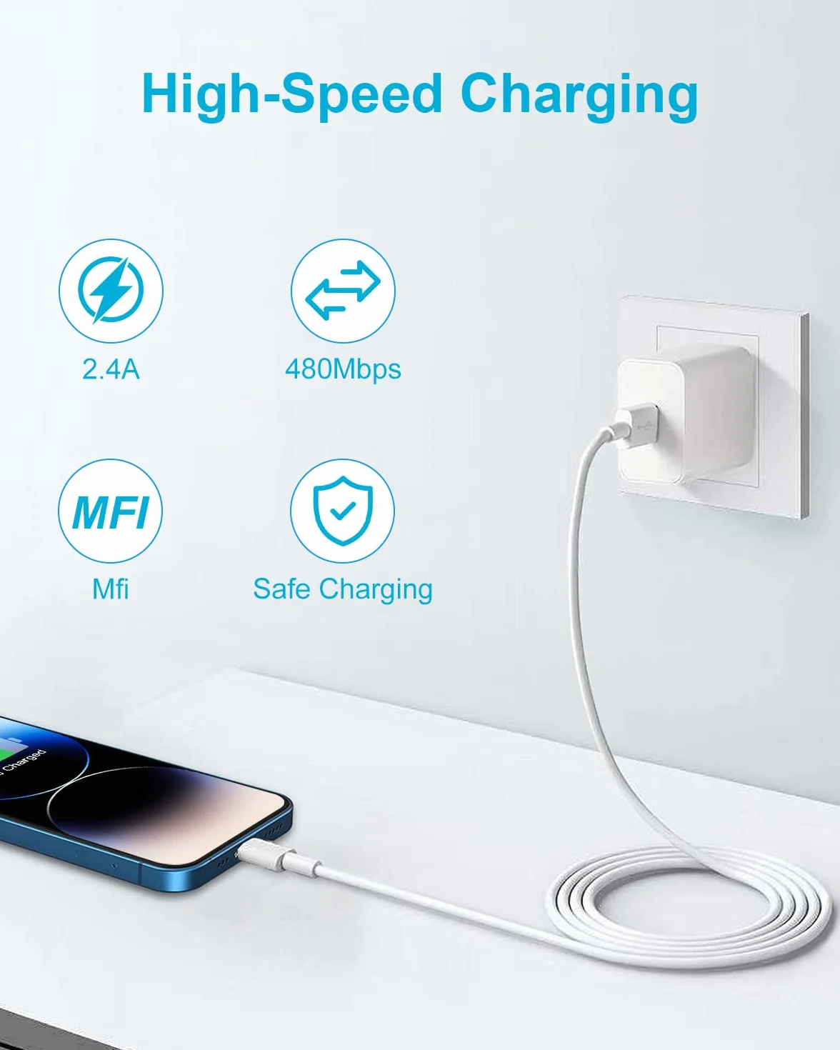 Câble USB C vers Lightning 2M Lot de 2, Certifié MFi Charge Rapide pour iPhone 14 13 12 Pro Max Mini/11/XS/X/XR/8Plus/2020 SE iPad