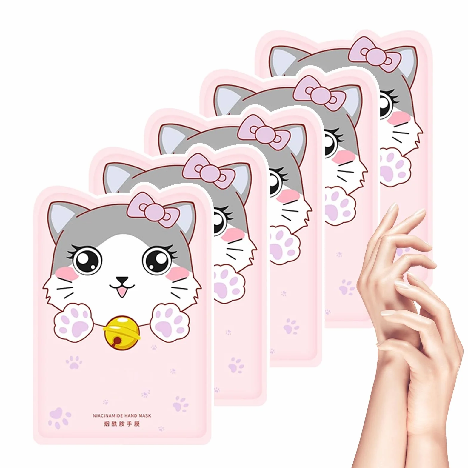 Gants Hydratants Pour Les Mains Masque De Soin Niacinamide Rose 5PCS