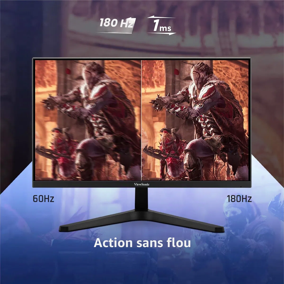 ViewSonic VX24G1-HD Écran PC Gamer 180 Hz, Moniteur Gaming 24 Pouces, Full HD 1920p x 1080p, 1ms MPRT, IPS Panneau, G-Sync Compatible, 111% sRGB, HDMI 2.0 x2, DisplayPort, Anti-Scintillement