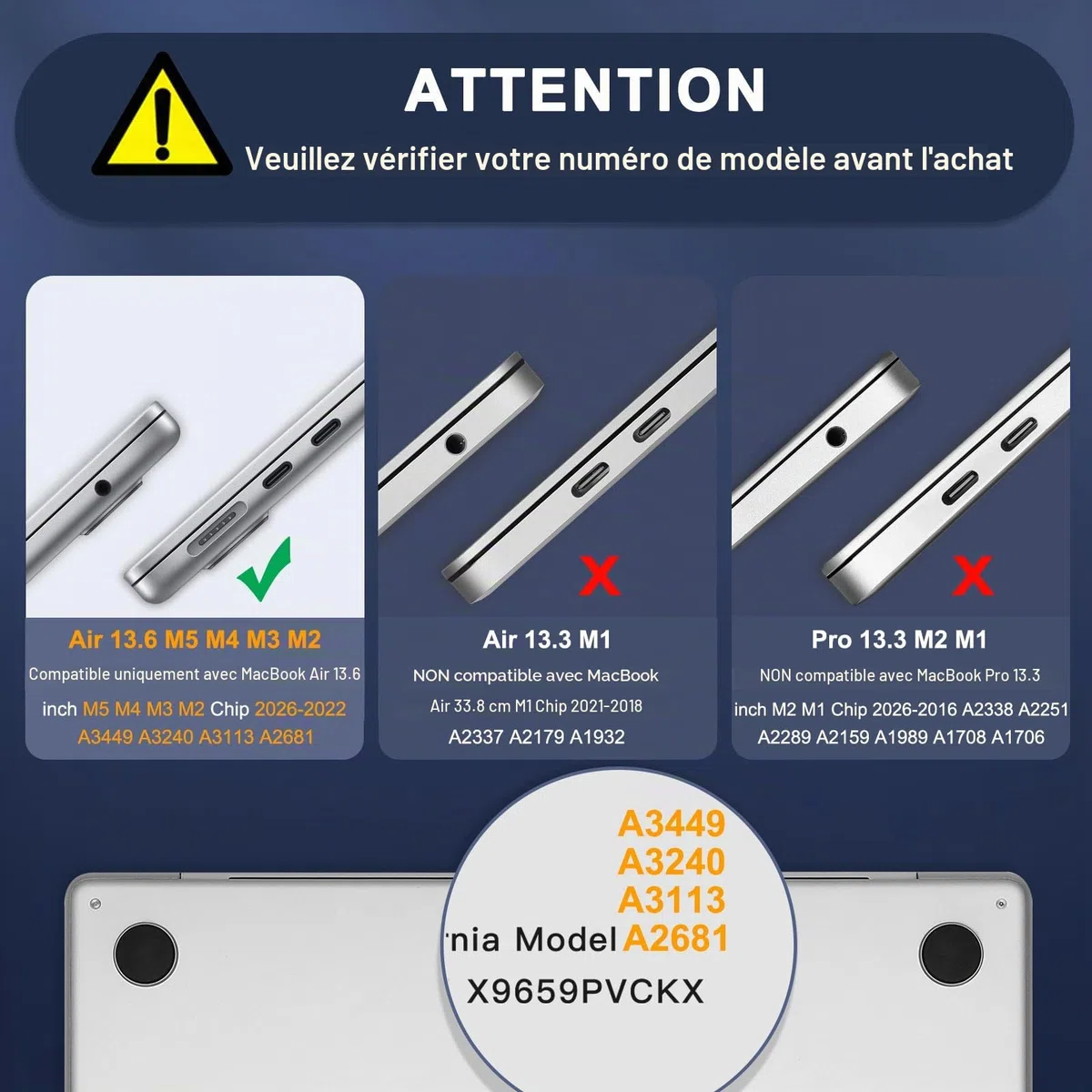 MOSISO Housse Protection Kit Compatible avec MacBook Air 13 Pouces M5-M1