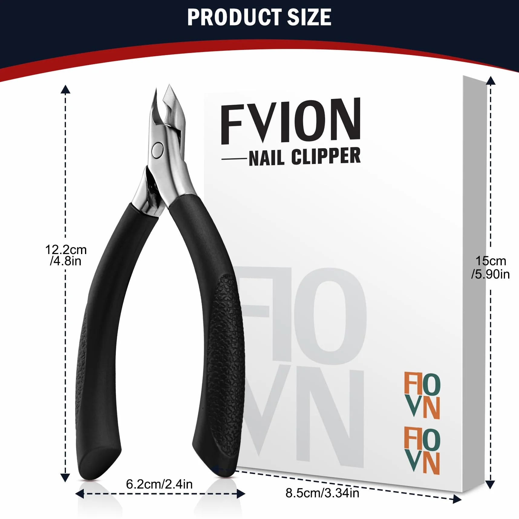 FVION Coupe Cuticule Acier Inoxydable Lames Précision Ciseaux Cuticules Professionnelle Outils Manucure Pédicure Cuticle Nipper Noir