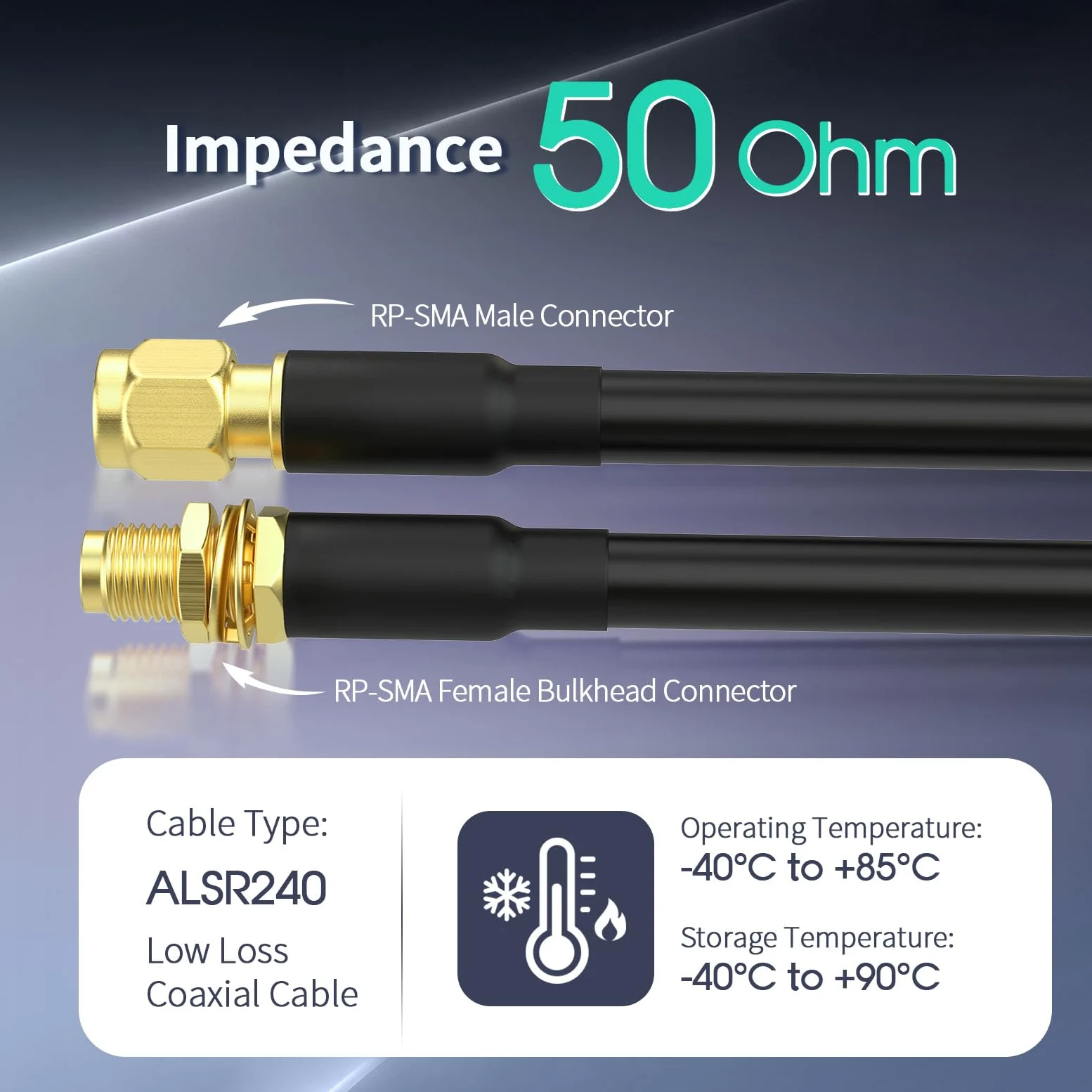 Bingfu Câble Rallonge Antenne WiFi RP-SMA Mâle à Femelle ALSR240 9 m | Câble Extension Coaxial Faible Perte 50 Ohm, pour Routeur WiFi 6E /7, Mineur Helium, Passerelle IoT, Point d'Accès Sans Fil