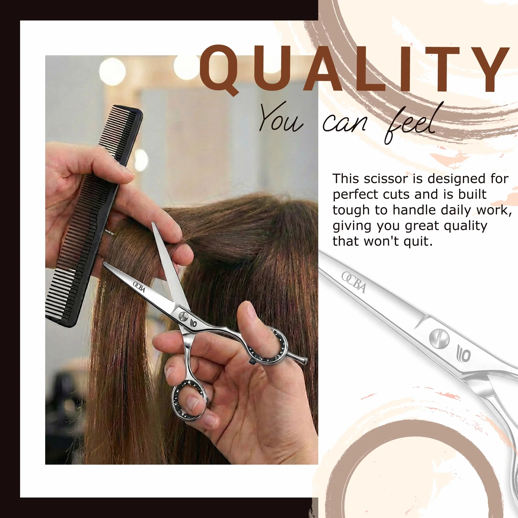 OCBA Ciseaux de Coiffure Acier Inoxydable 6 Pouces pour Salon