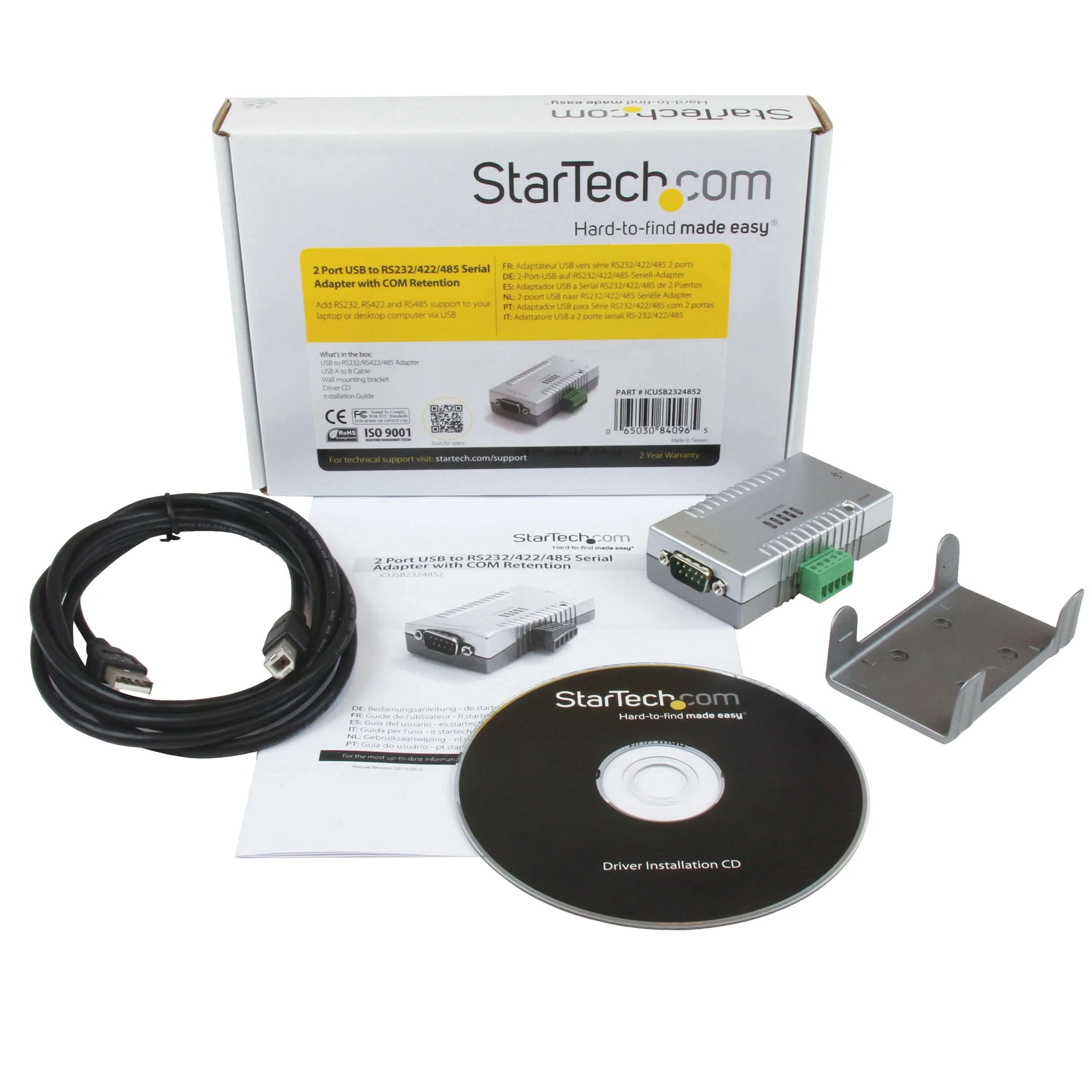 StarTech.com Adaptateur USB vers 2 Ports Série RS232 RS422 RS485 - Mémorisation de Port COM (ICUSB2324852)