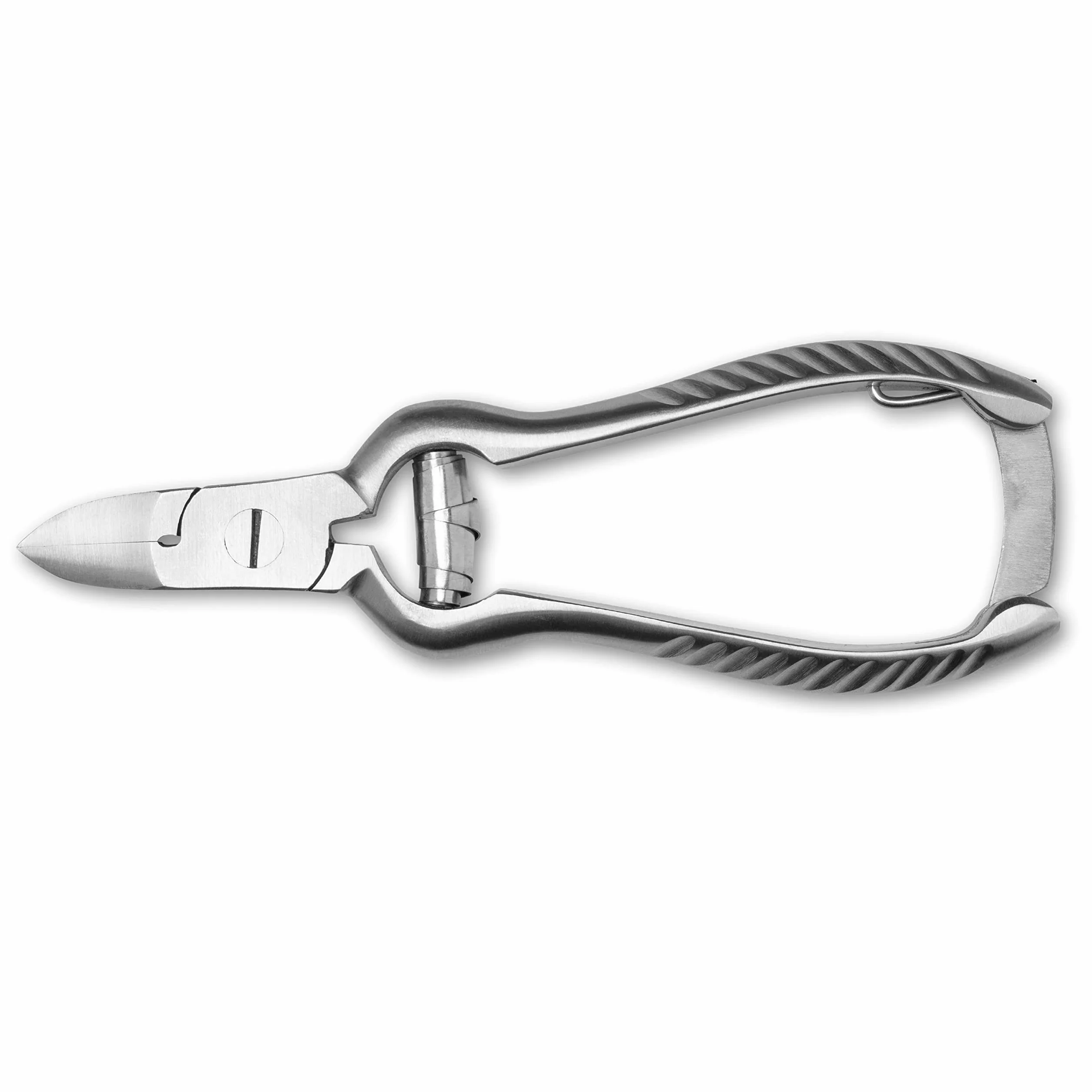 Pince à ongles professionnelle en acier inoxydable 14 cm courbée avec ressort tampon - Poignée antidérapante