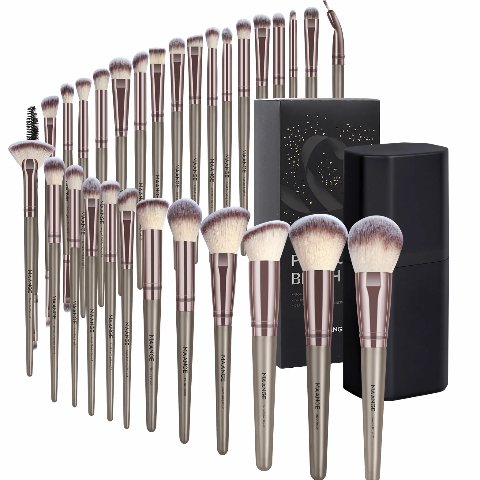 MAANGE Lot de 30 pinceaux de maquillage pour fond de teint, poudre et yeux