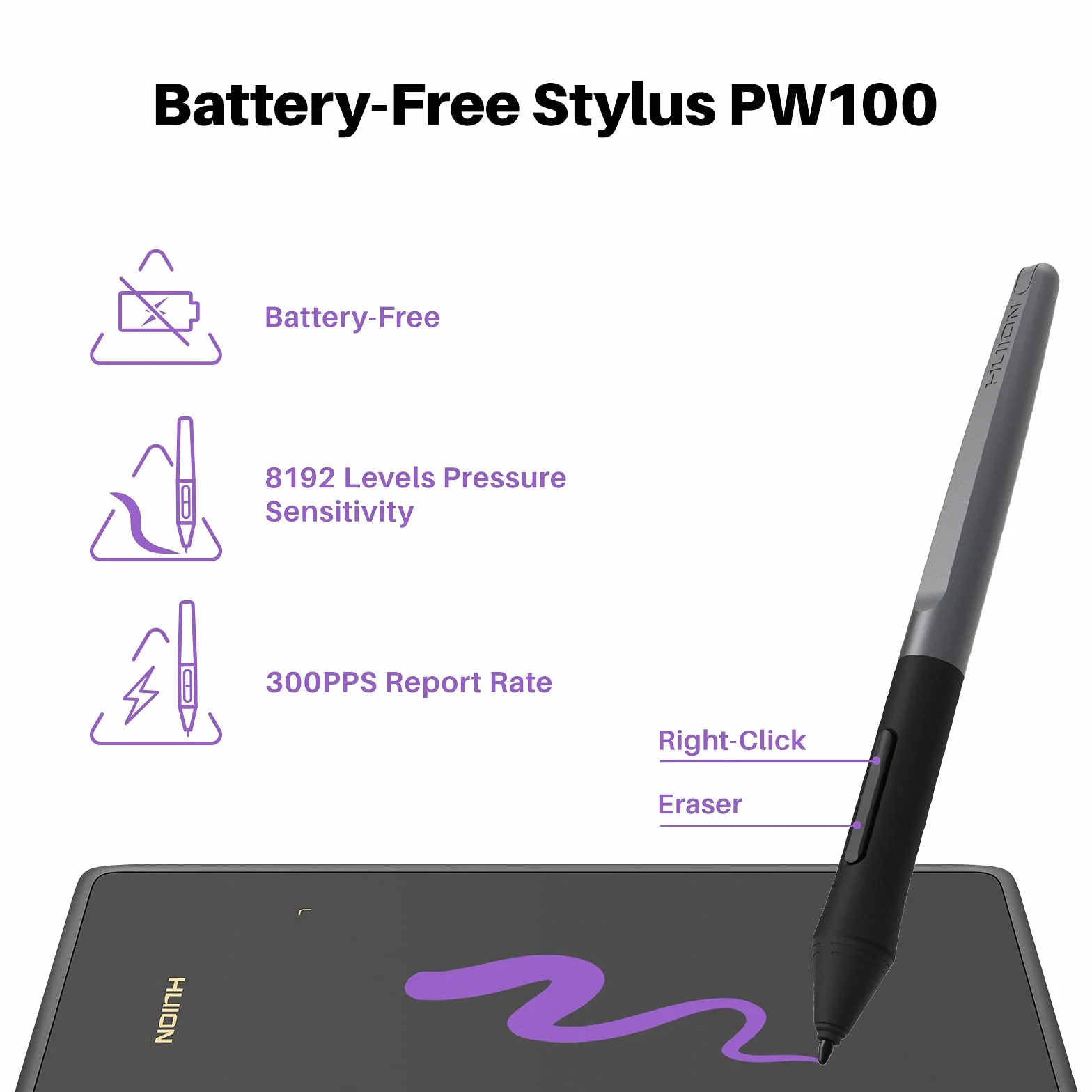 HUION H420X Tablette de dessin graphique 8192 niveaux de pression Stylet sans batterie 4,2 x 6,6 cm