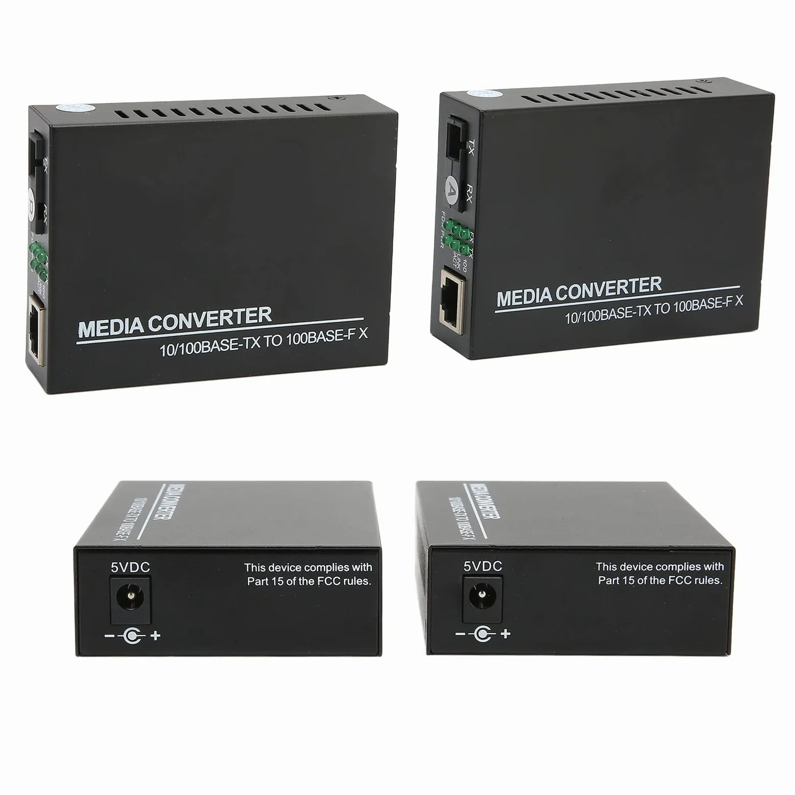 Annadue Convertisseur de Média Fibre Ethernet, RJ45 vers 100Base FX, Émetteur-Récepteur SC Monomode Intégré, 10/100M, Jusqu'à 25 Km