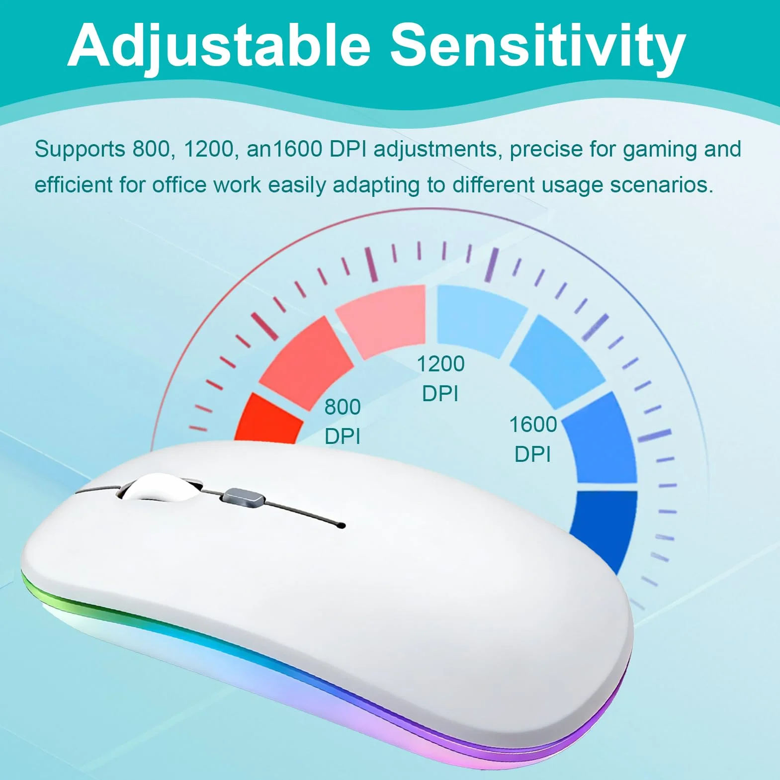 Souris sans Fil Rechargeable Bluetooth 5.1 2.4G 1200 DPI Silencieuse Ultra-Mince Deux Modes pour MacBook