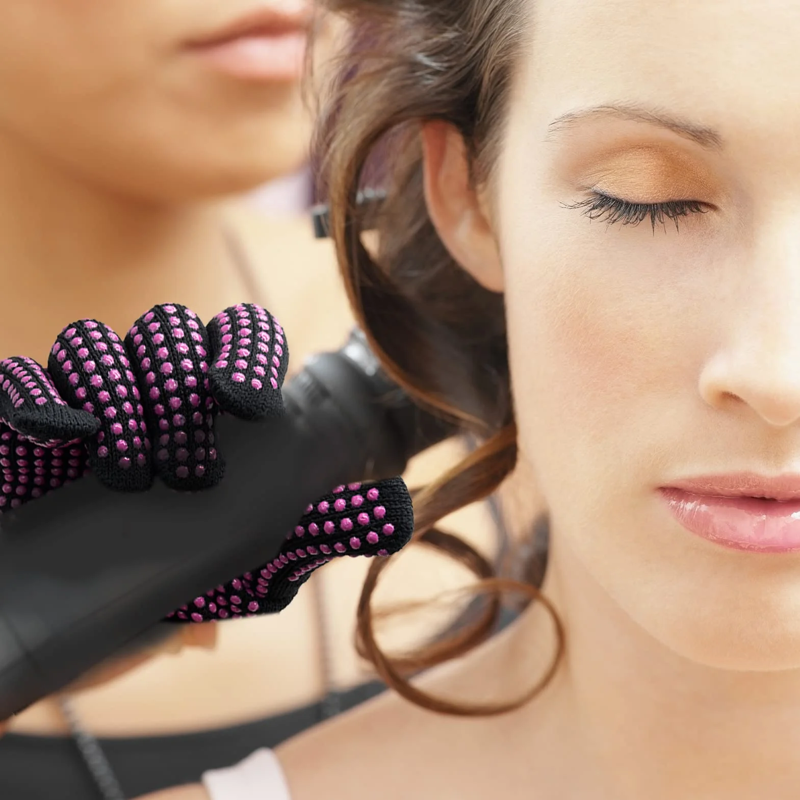 Gants de coiffure résistants à la chaleur avec picots en silicone pour fer à friser et fer plat