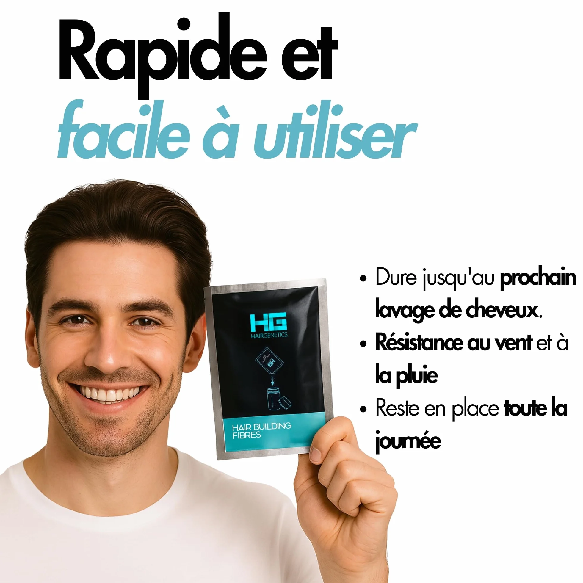 Hair Genetics Recharge Fibres Capillaires Poudre Cheveux Fins Plus Épais 50g Noir