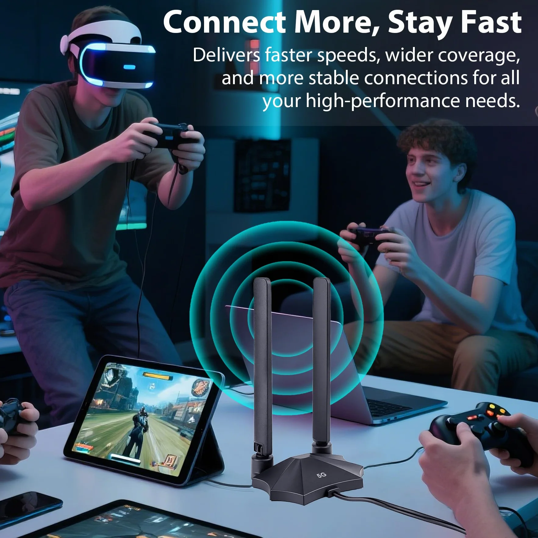 Antenne routeur 5G 4G LTE 8dBi – Large bande 698-3980 MHz Antenne magnétique avec câble de 2 m, prises SMA et TS9 compatible avec Netgear, Huawei, ZTE et passerelles industrielles