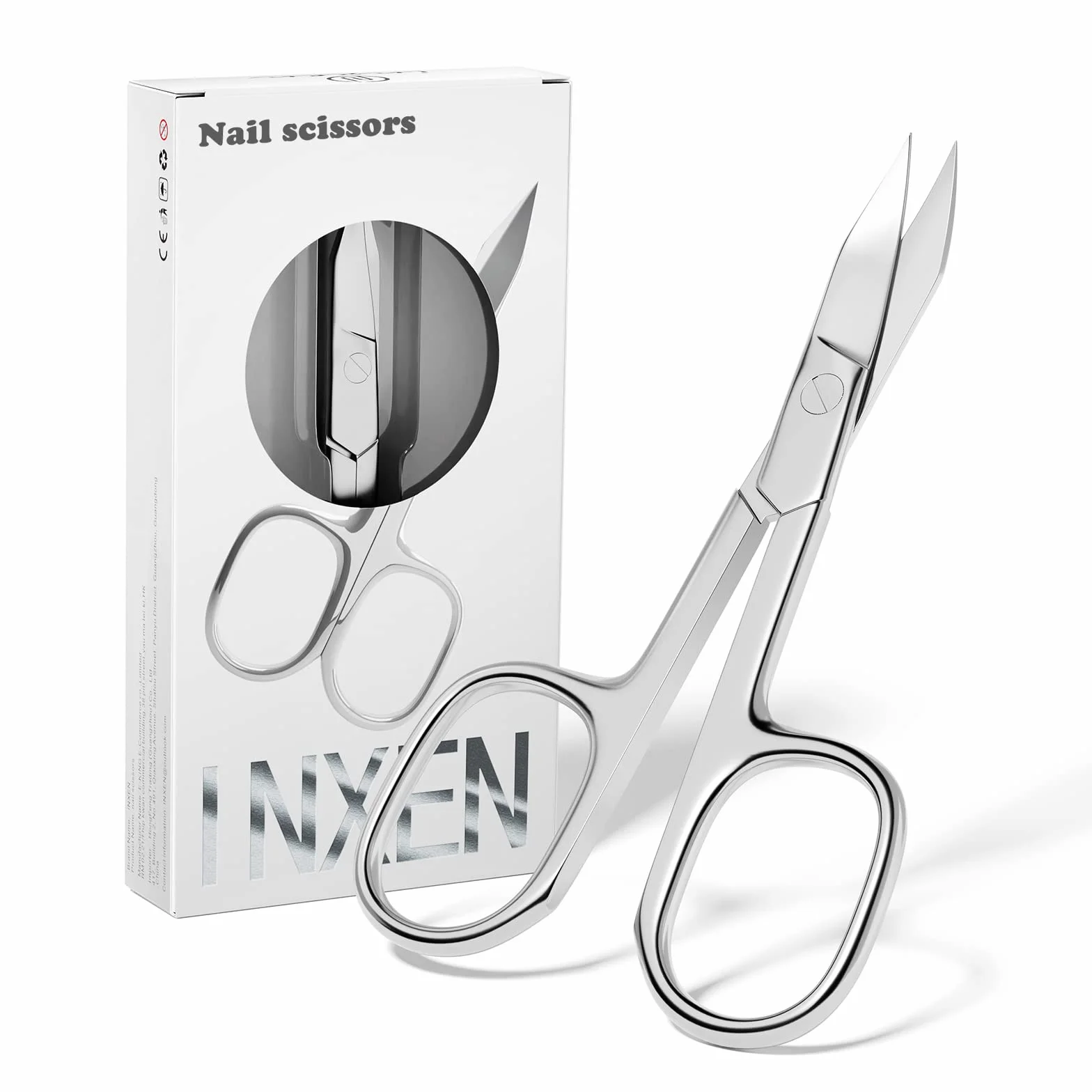 INXEN Ciseaux à Ongles Professionnel Acier Inoxydable Lame Incurvé Argent BUT02NAL11C15