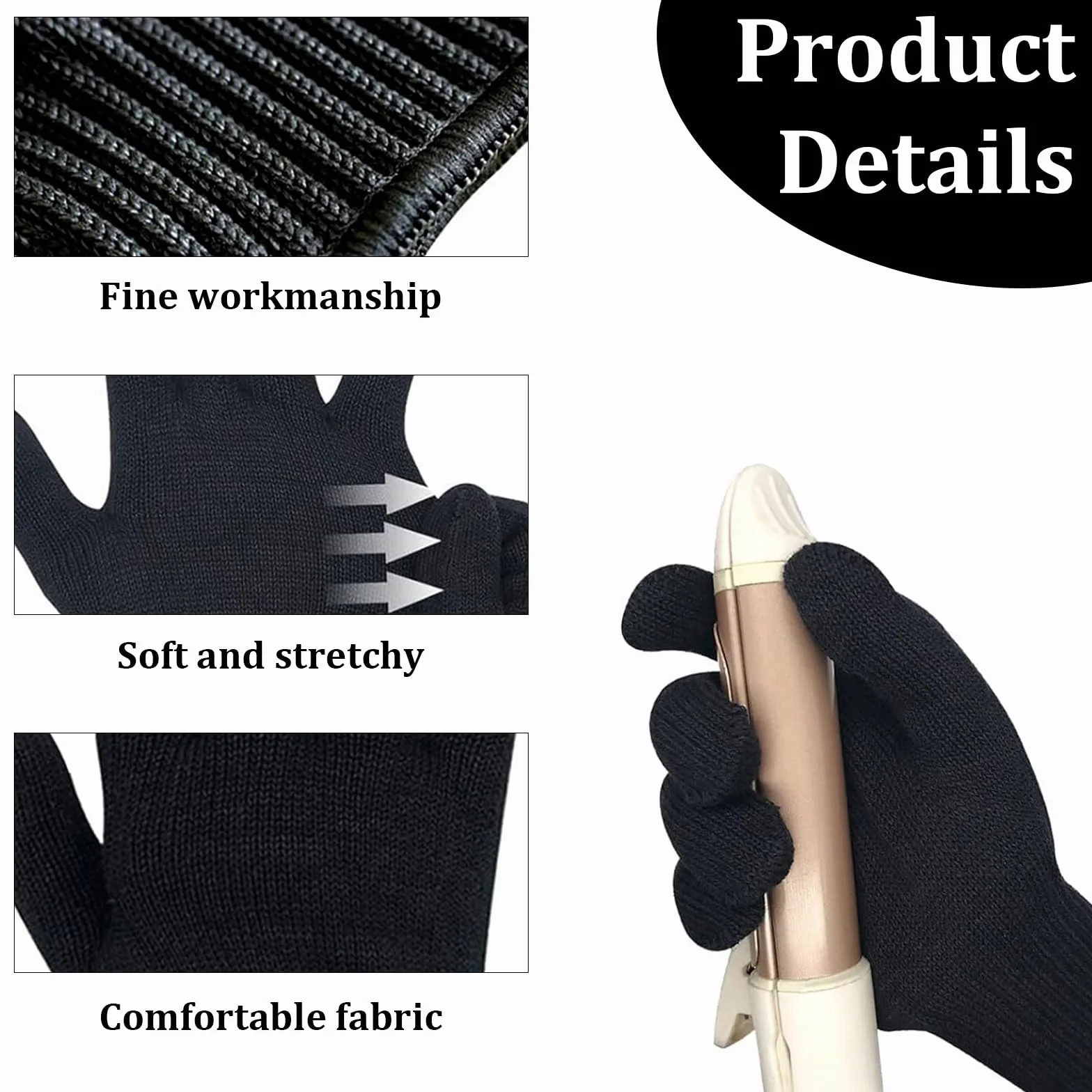 Gants Thermiques de Coiffure Professionnels Résistant à la Chaleur 3 Paires