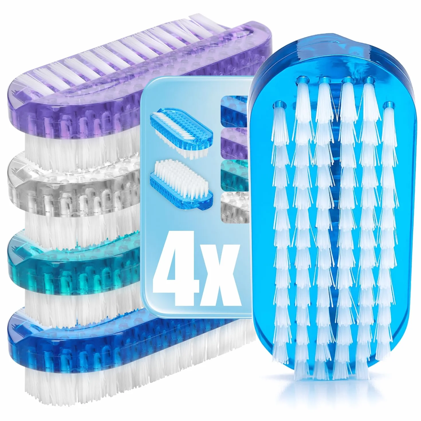 COM-FOUR® Brosse de Lavage des Mains 4 pièces - Brosses à Ongles Nettoyage Mains et Ongles