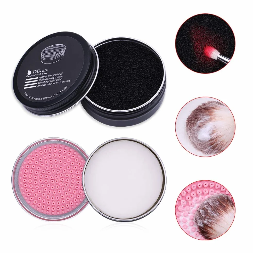 DUcare Pinceau de maquillage Nettoyer Kit de nettoyage 2Pcs Savon solide et Éponge