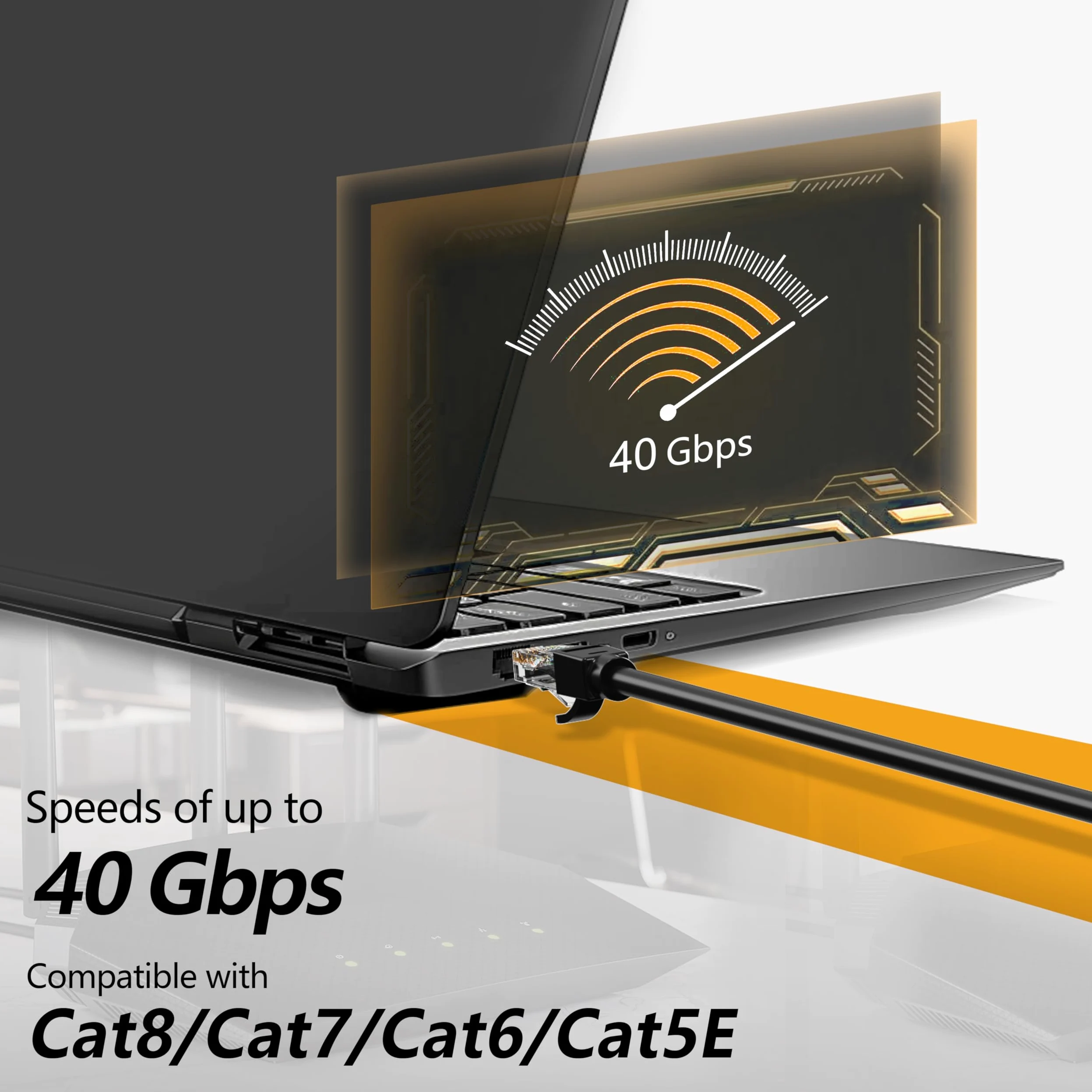 Lot de 10 câbles Ethernet de 1,8 m pour Cat6, 40 Gbit/s pris en charge Cat8/Cat7, câble réseau 24 AWG pour intérieur et extérieur, à enfouissement direct, imperméable et résistant aux UV, cordon LAN