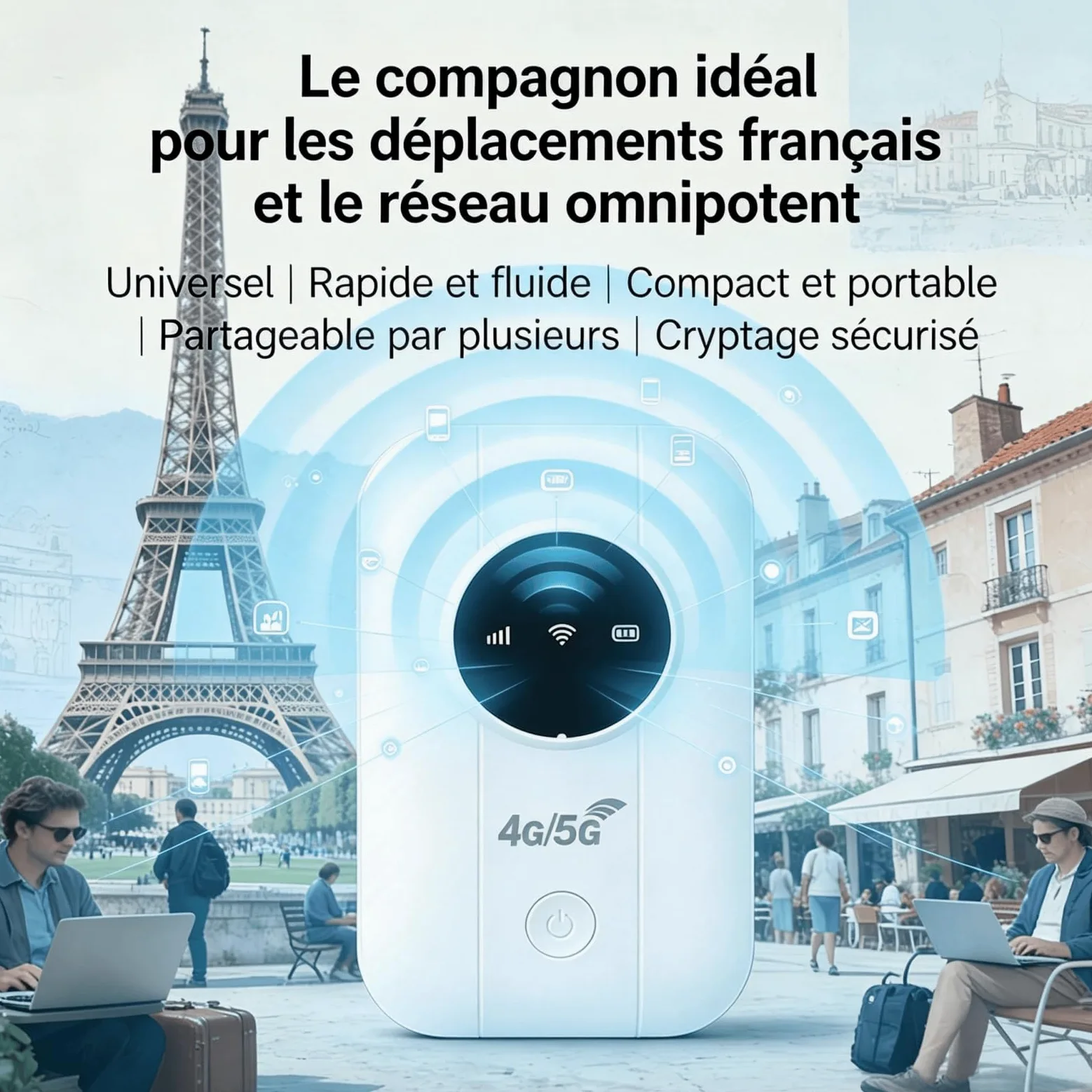 Routeur WiFi Mobile 5G Portable, Hotspot WiFi de Poche avec Écran LED et USB Type-C, Modem Haut Débit Compatible Carte SIM, Routeur Mobile Universel pour Voyage et Télétravail