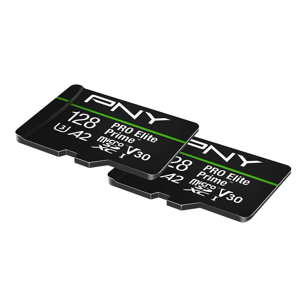 PNY 2X 128GB Pro Elite Prime C10 U3 V30 A2 microSDXC Carte Mémoire Flash
