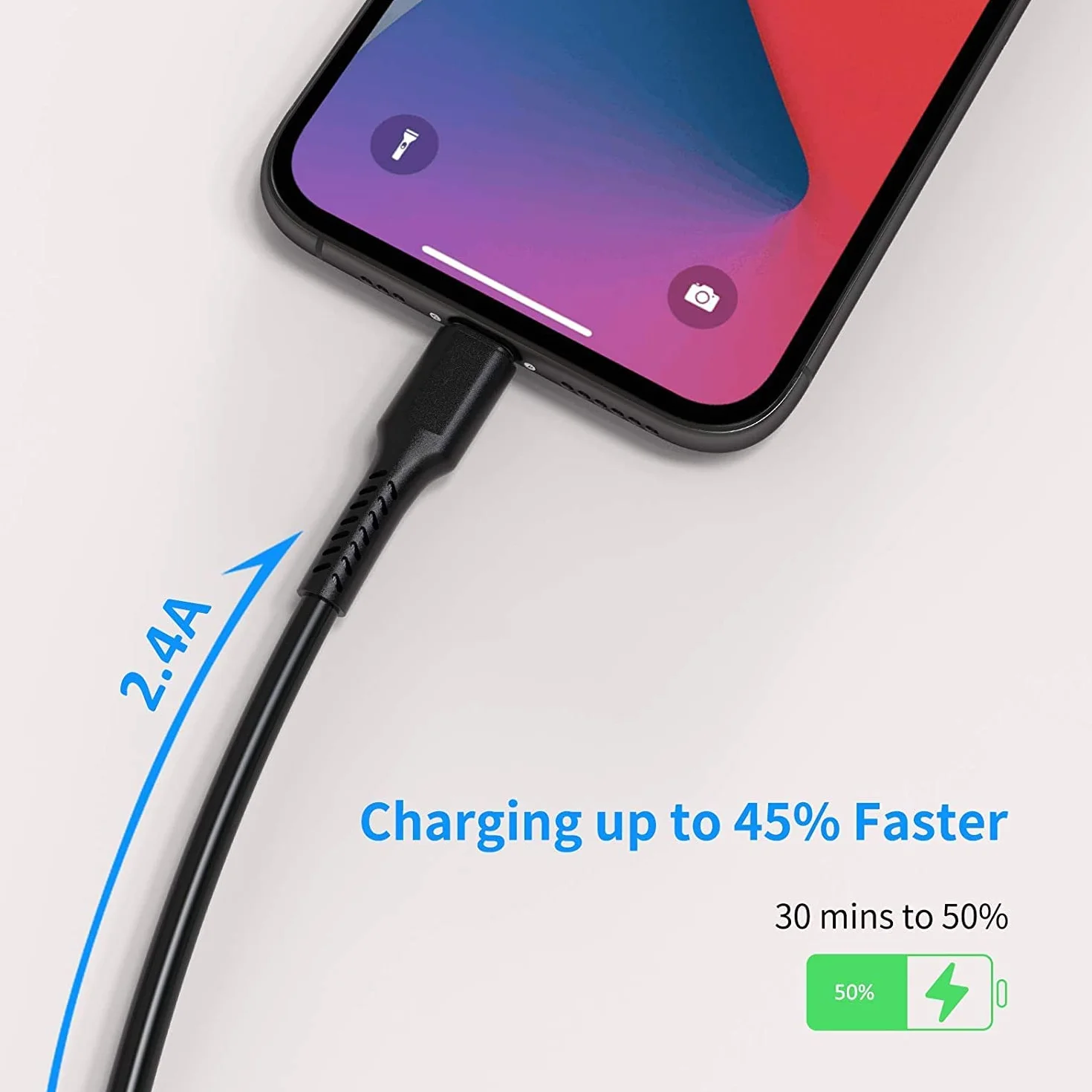 Câble de Recharge iPhone 0,1 m 5Pack USB A vers Lightning Rapide pour Apple iPhone 13 12 11 Pro Max Xs Xr X 8 7 6 Plus SE