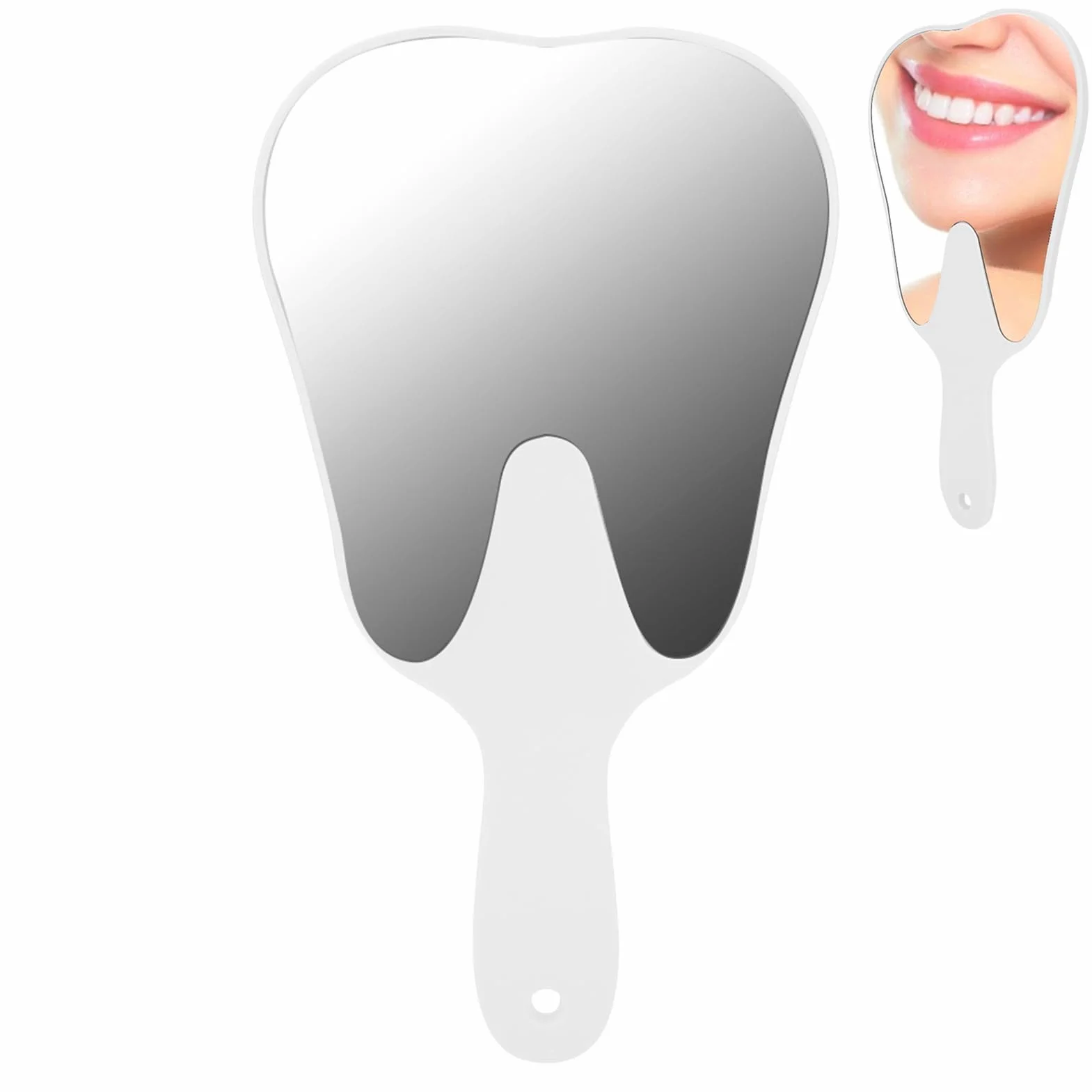 Miroir Dentaire 9x5in Miroir d'Inspection Dentaire Portable avec Poignée en Plastique Blanc