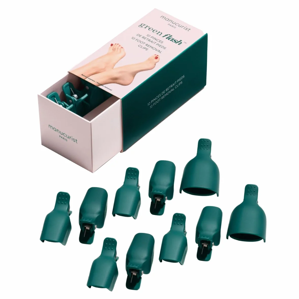 Manucurist 10 Pinces de Retrait Pieds Accessoire Retirer Vernis Semi Permanent Réutilisables