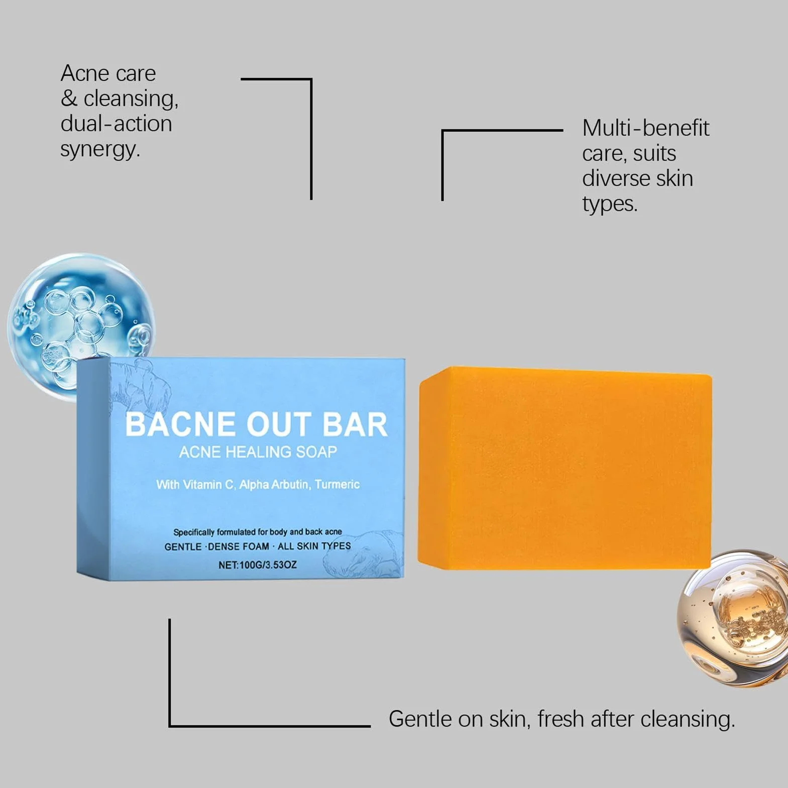 Bacne Out Bar Soap with Turmeric Brightening Body Wash Natural Clean Soap Bar