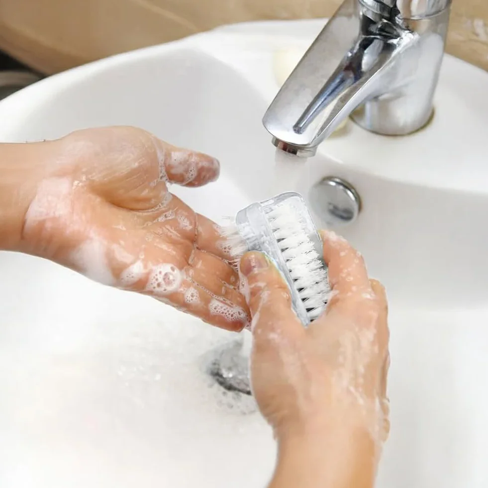 Brosse à Ongle Double Face 2 Pièces, Brosse de Nettoyage en Plastique pour Cuticules et Ongles