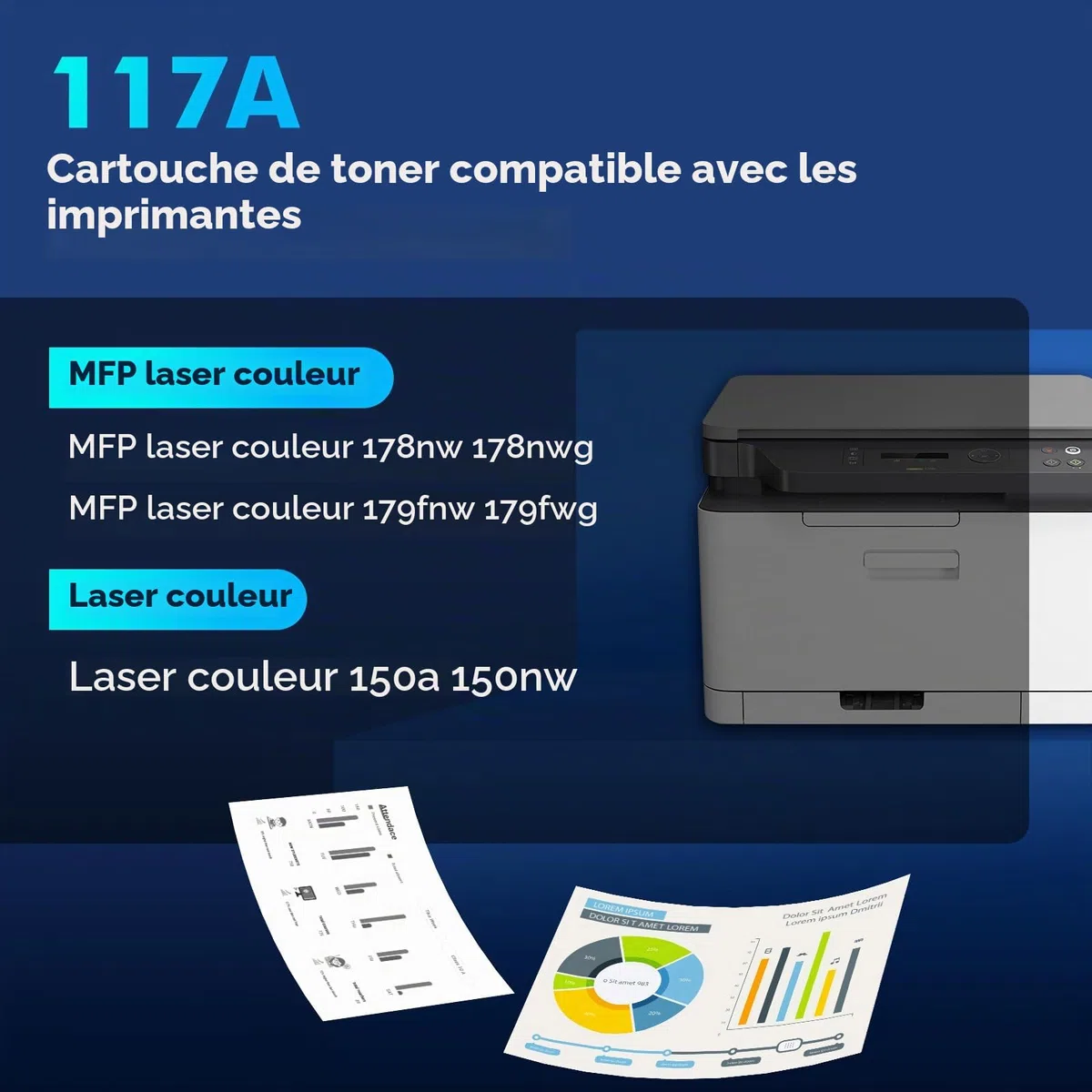117A Pack de 4 Cartouches MFP 178NW Compatible pour HP 117A Toner