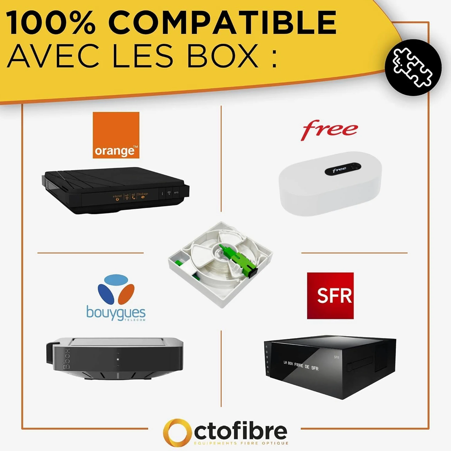Rallonge Fibre Optique sur Enrouleur - Orange SFR Bouygues Free - 40m - Câble Transparent Invisible - Déplacement de Box Internet - Jarretière non incluse - Garantie 10 ans