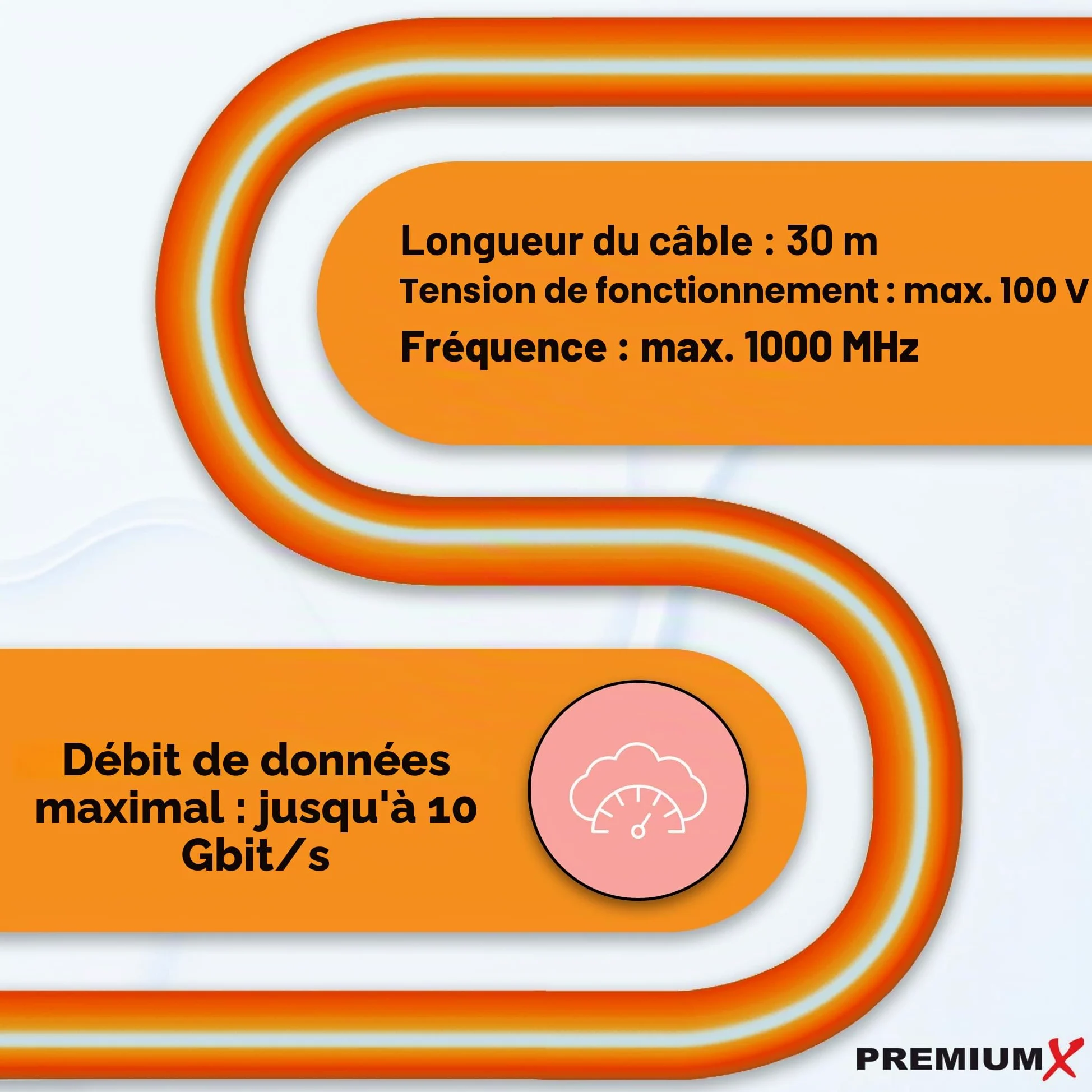 Premium X Câble réseau CAT 7 30 m - Câble LAN duplex - Câble en cuivre - Câble de données Ethernet S/FTP PiMF PoE Eca Kat7 - Câble d'installation pour une pose sans effort