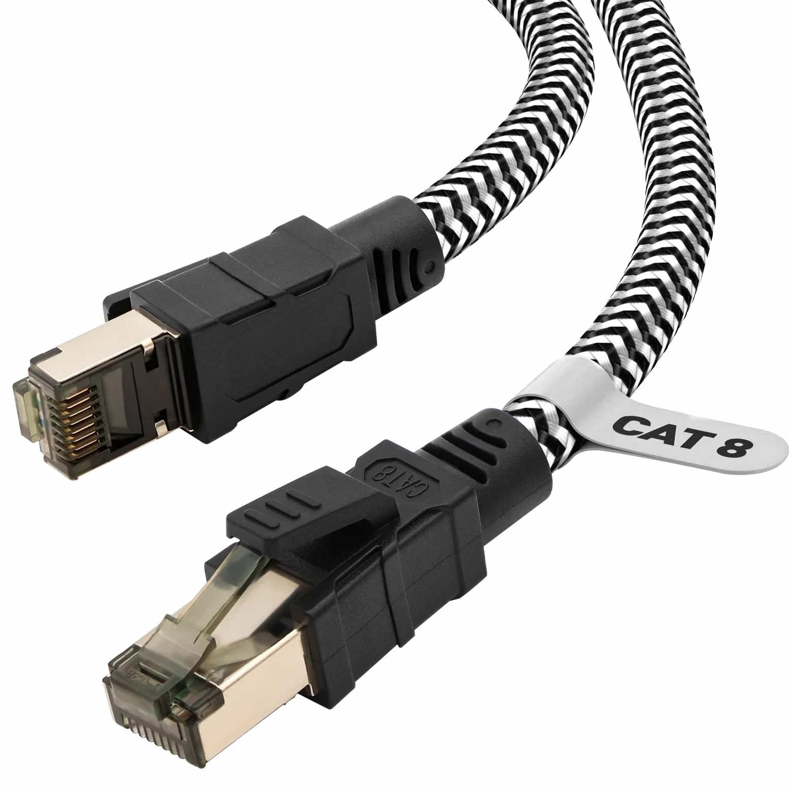 Cat 8 Câble Ethernet,30M Nylon 40Gbps 2000MHz Câble Ethernet Haute Vitesse, Cordon de Brassage S/FTP Avec Connecteur Rj45 Nickelé Pour Ps5 / Ordinateur Portable/Routeur/Jeux/Modem