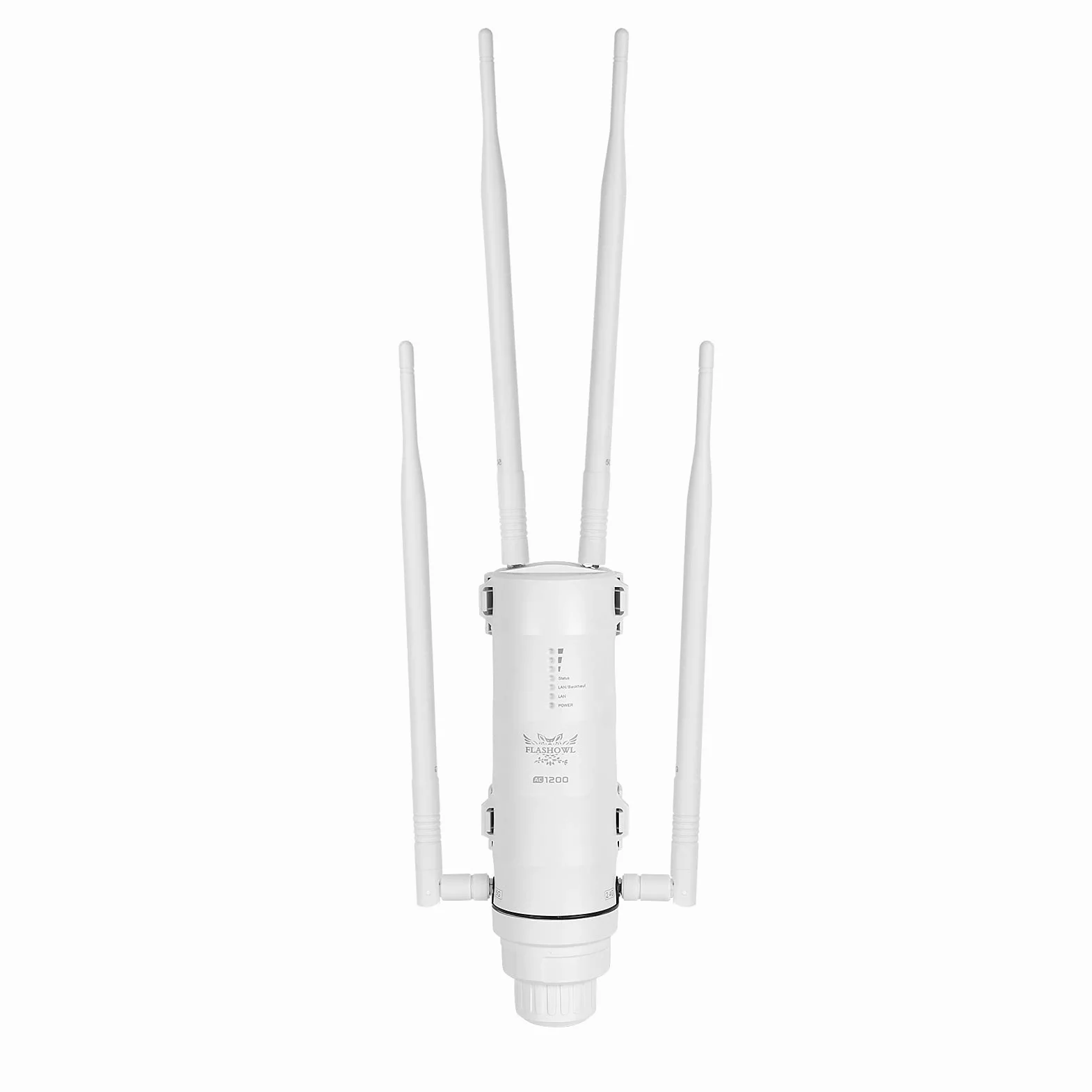 Répéteur WiFi Extérieur AC1200 Amplificateur WiFi Extérieur IP65 | Antenne WiFi Extérieur longue portée Double bande 2.4GHz 5GHz 4 antennes Répéteur WiFi pour caméra jardin garage terrasse