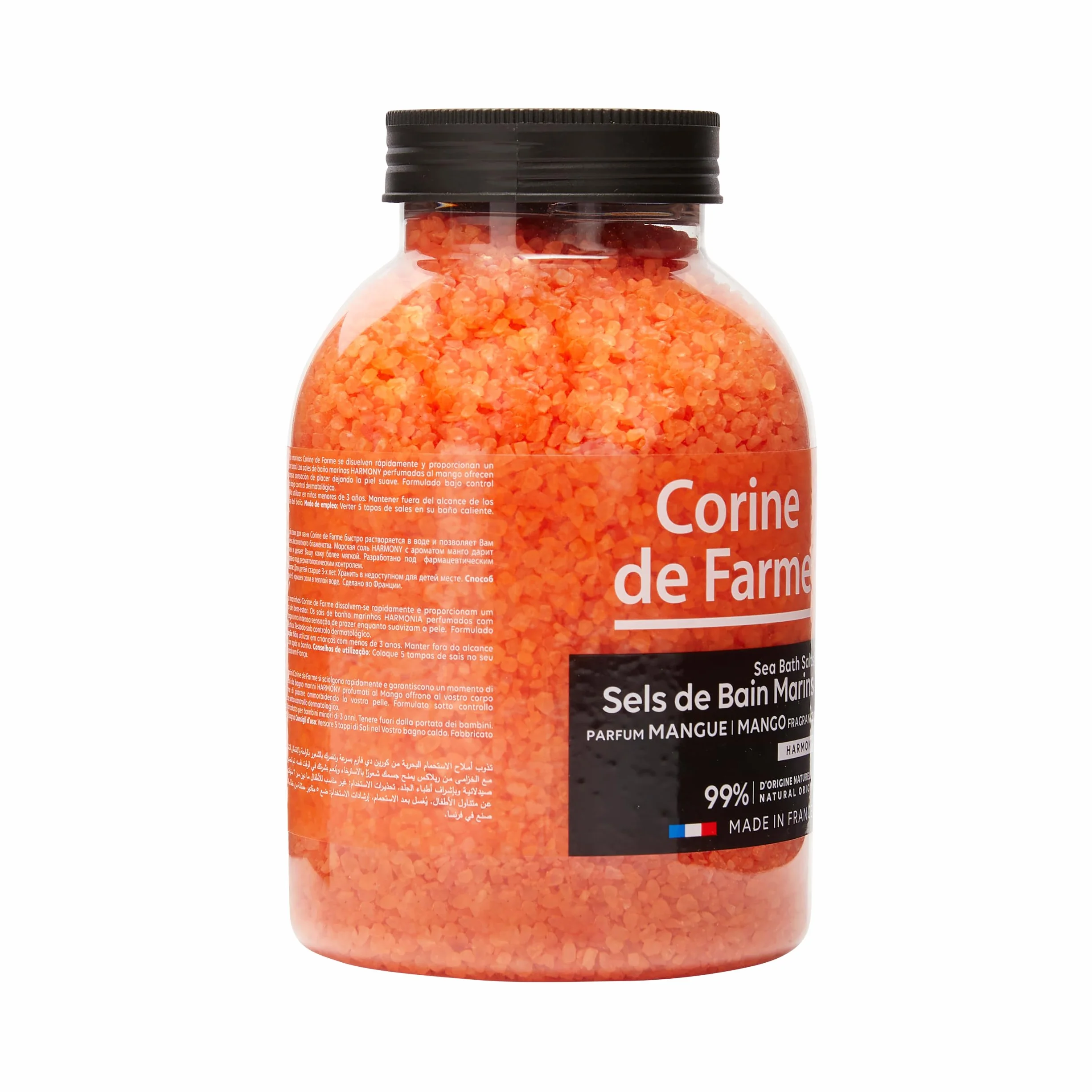 Corine de Farme Sels de Bain Harmony Mangue 1.3kg Sels Marins Aromatisés Dissolution Rapide Apaisants Relaxants