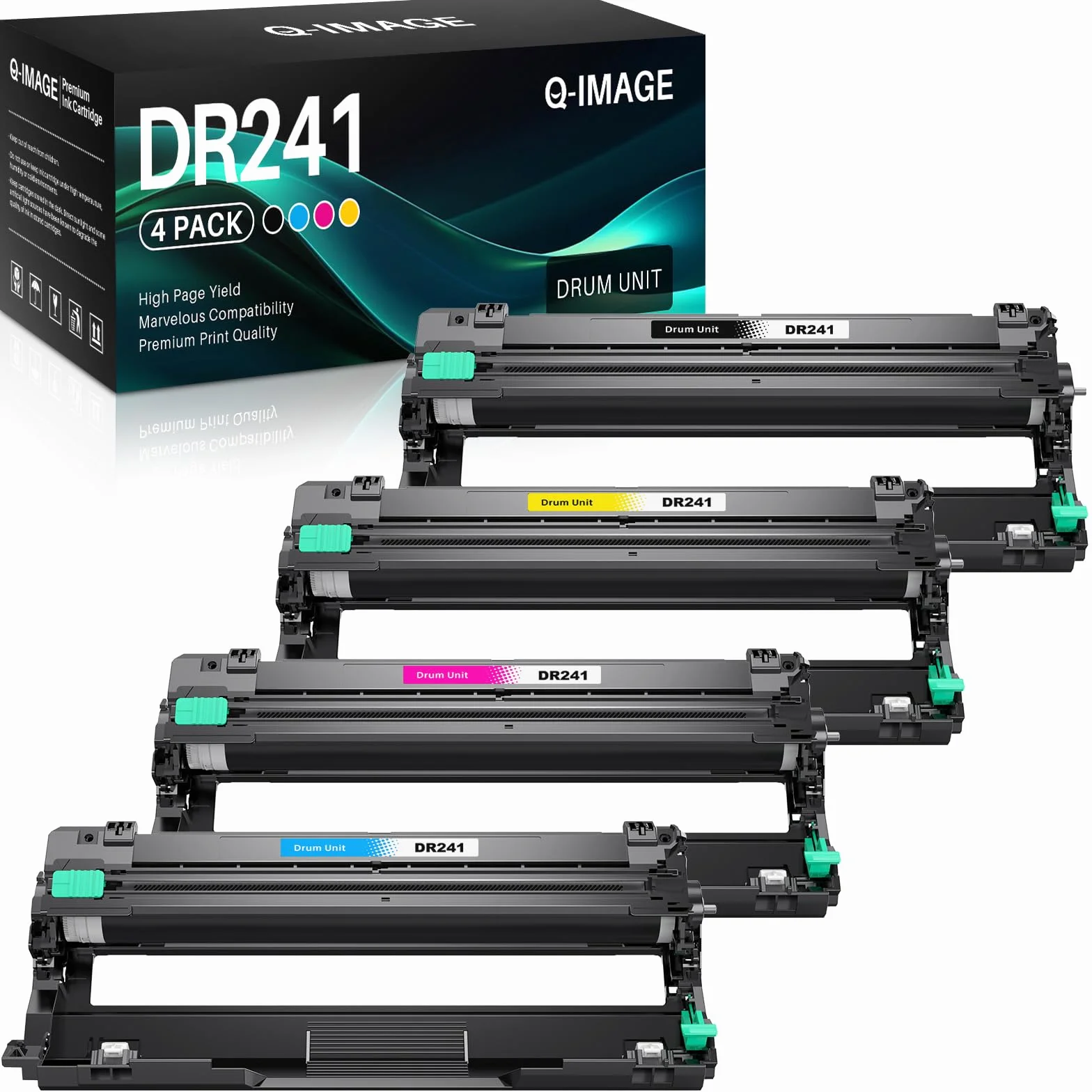 Q-image DR-241CL Lot de 4 tambours pour Brother MFC 9332CDW DCP 9022CDW MFC 9142CDN HL-3142CW
