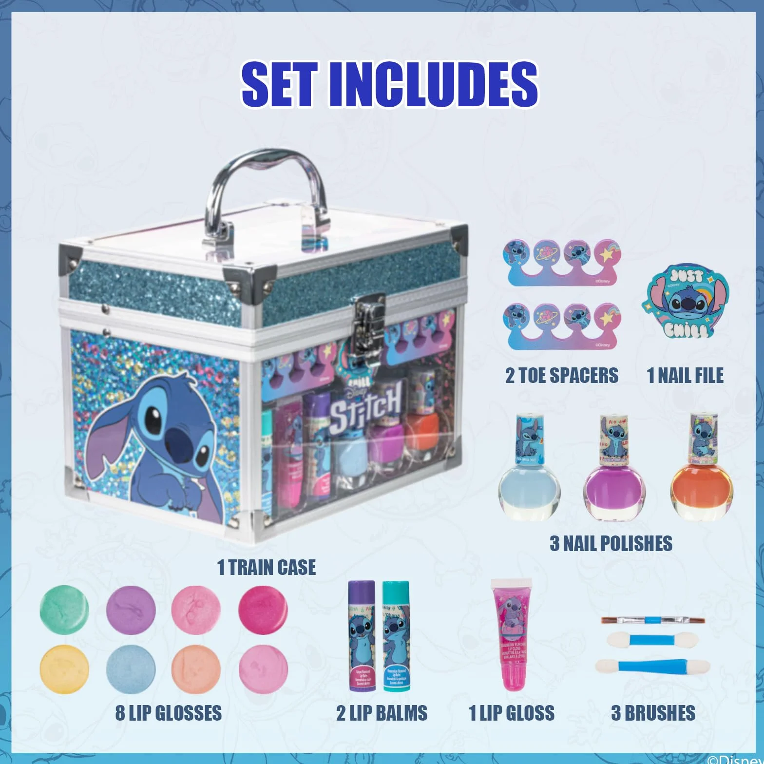 Stitch Coffret Maquillage Enfant Gloss Vernis Valise Beauté
