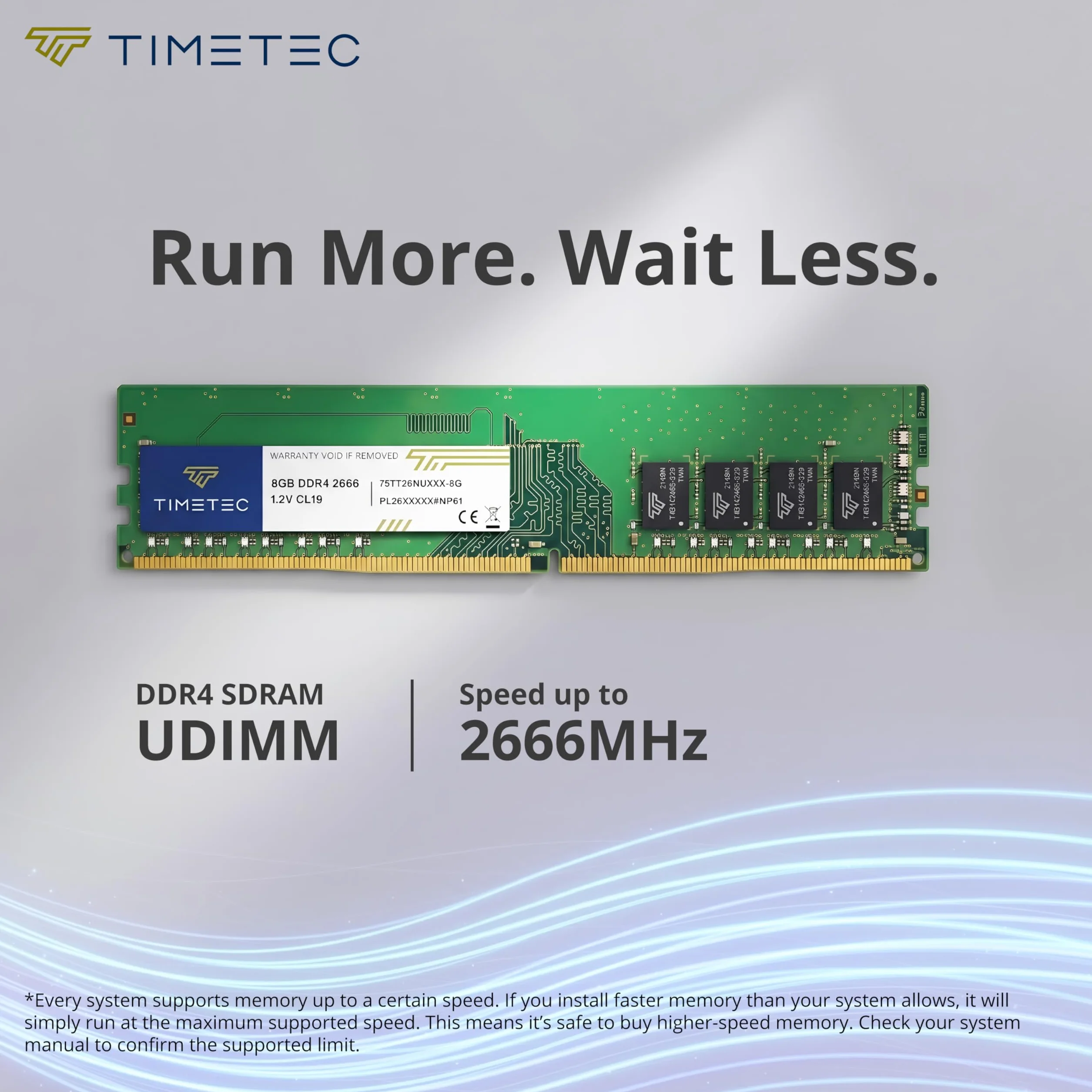 Timetec 8 Go DDR4 2666 MHz PC4-21300 UDIMM RAM Bureau Non ECC 288 Broches 1,2 V CL19 Module DIMM