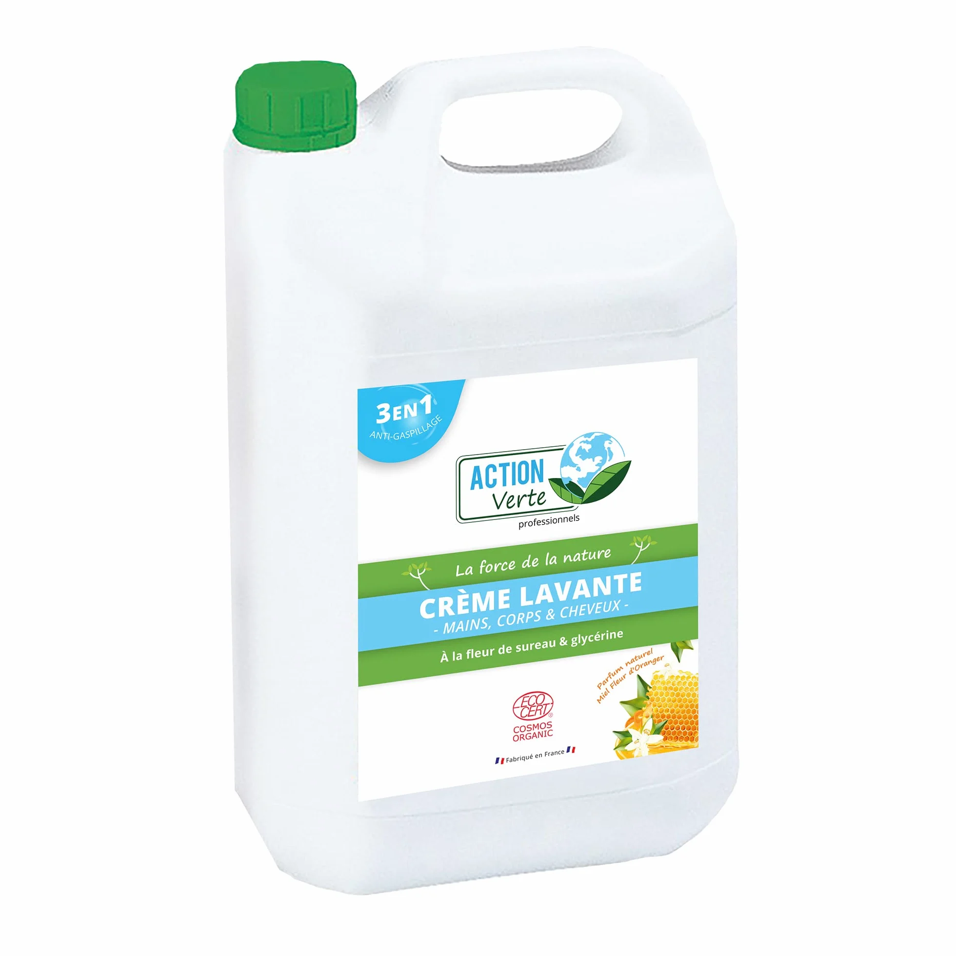 Crème lavante 5L Ecocert naturelle parfum fleur d'oranger et miel Fabrication française