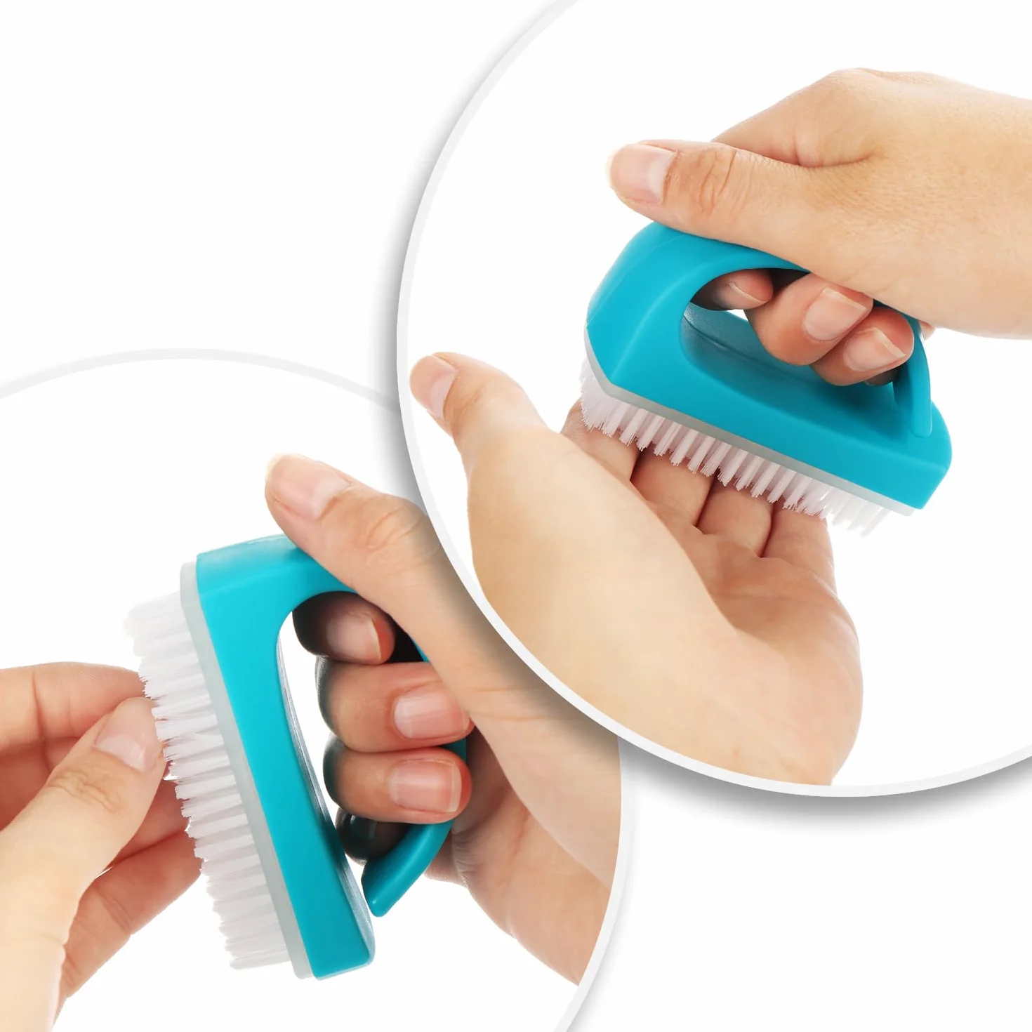 Brosse de lavage pour les mains et les ongles com-four avec poignée 04 Stück Farbmix