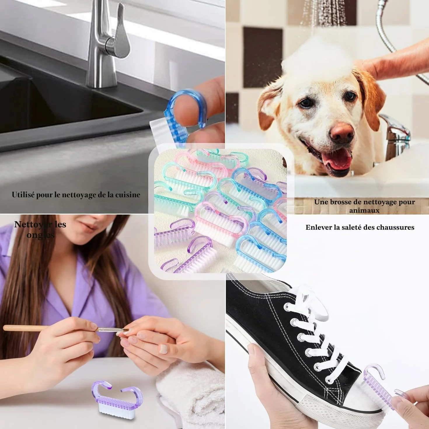 Brosse à Ongles 24 Pièces, Brosse de Nettoyage pour Récurer Les Ongles, Outil Nail Art