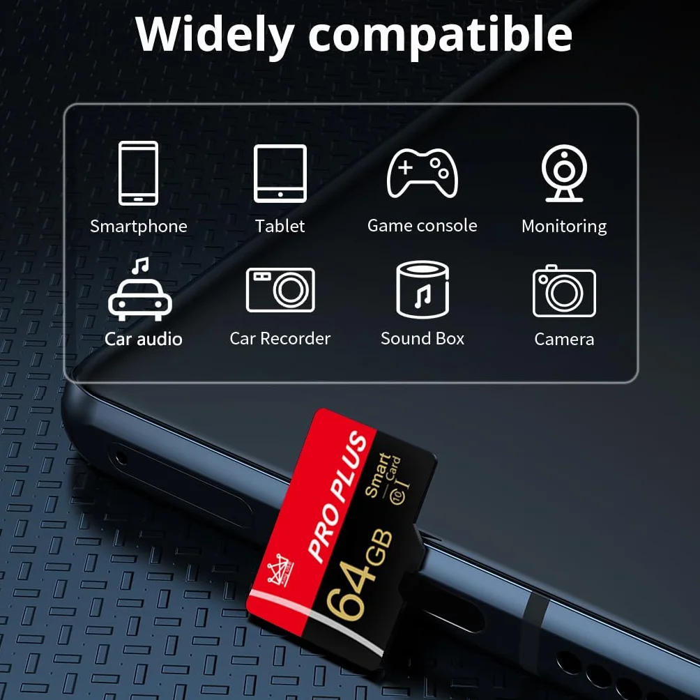 Cartes mémoire 64 Go Lot de 3 UHS-I C10 A1 Haute Vitesse avec Adaptateur TF pour Tablette Téléphone Portable Appareil Photo