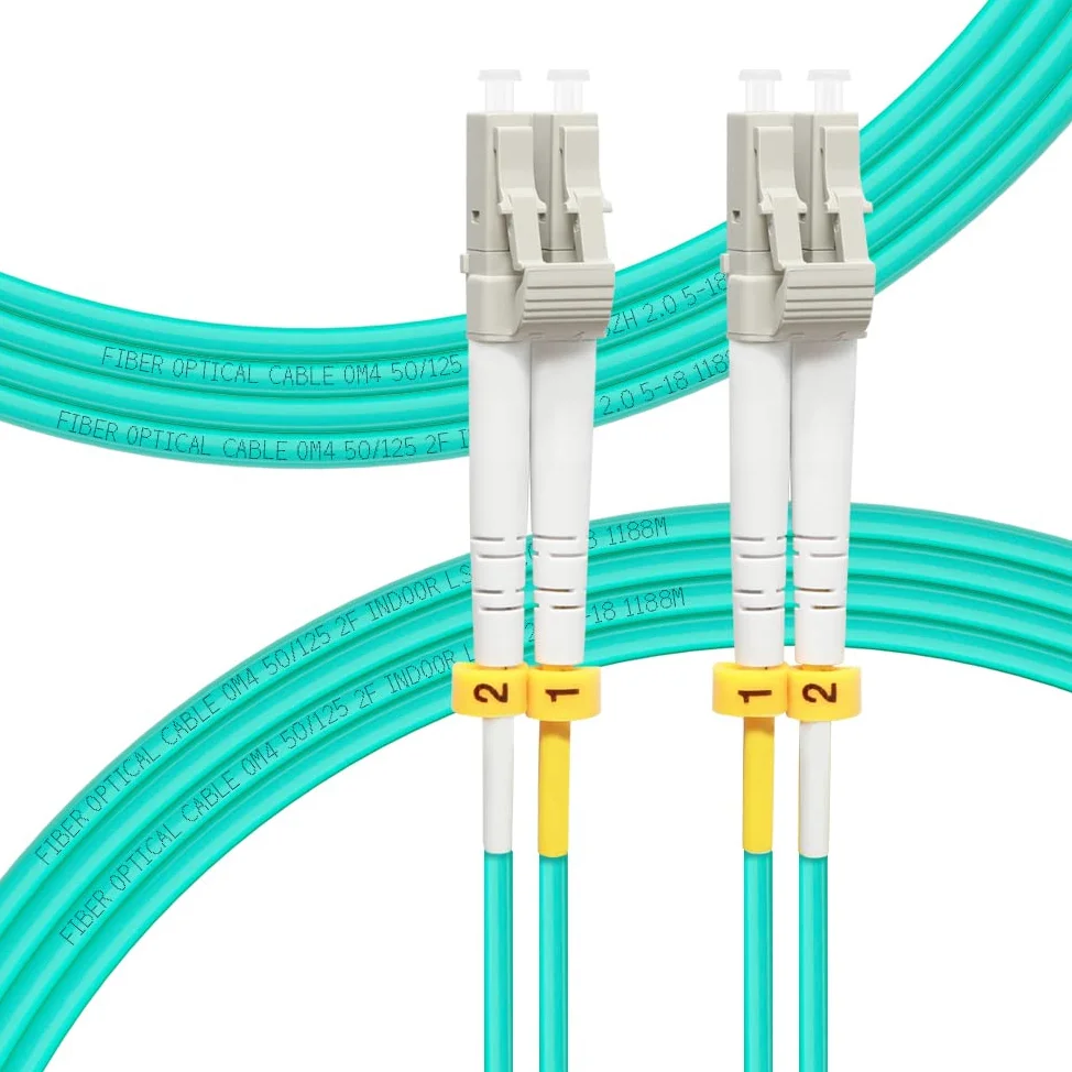 3M Lot de 10 câbles patch à fibre optique OM4 LC vers LC | Options de longueur : 0,2 m à 100 m, 40 Go/100 Go LC-LC 50/125 um multimode LSZH