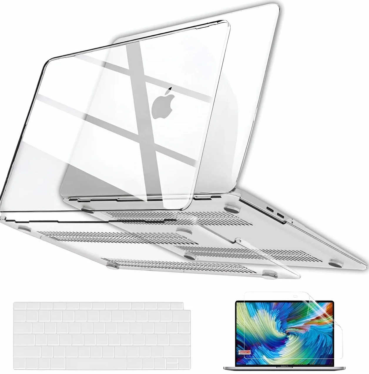 Coque MacBook Air 13 Pounces 2010-2017 A1369 A1466, Étui Rigide Transparent avec Protection de Clavier et Écran