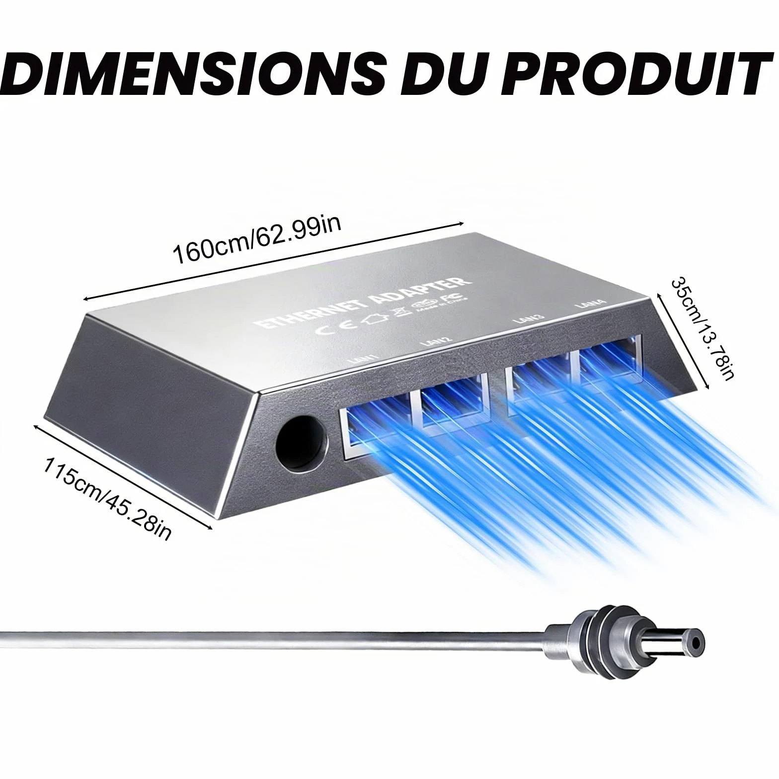 Adaptateur Ethernet Gen 3/Mini, prolongateur de réseau LAN RJ45 4 Ports Gigabit, répartiteur LAN pour réseaux externes câblés, Connexion simultanée de 4 appareils