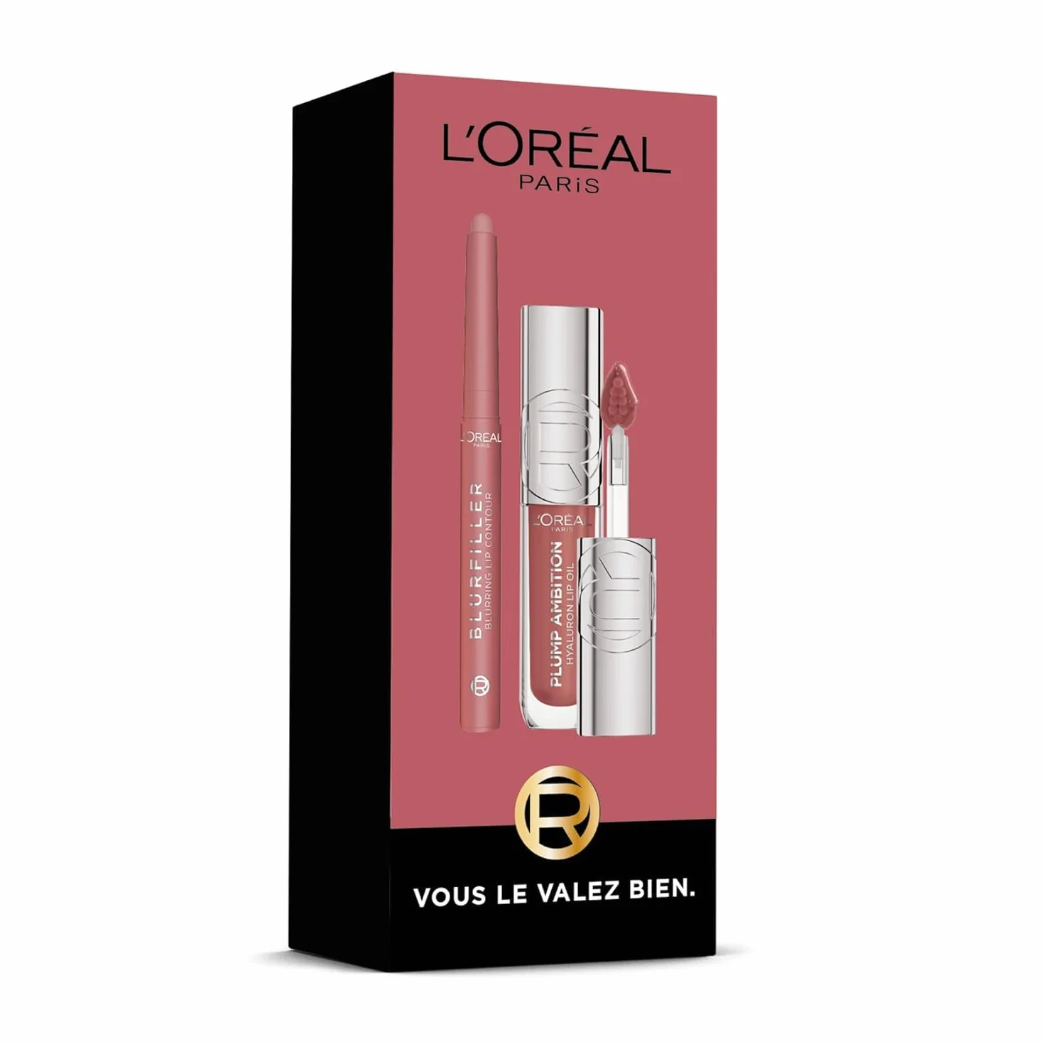 L'Oréal Paris Lip Kit Crayon Contour des Lèvres Blurfiller & Huile à Lèvres Plump Ambition Teinte Worth It