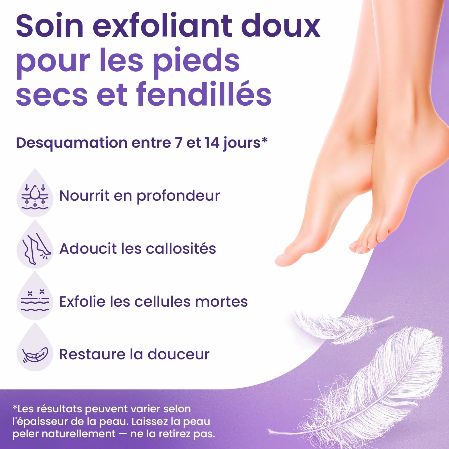 Masque Pied Exfoliant 6 Paires – Peeling Pied Hydratant au Beurre de Karité & Lavande, Chaussettes Exfoliantes